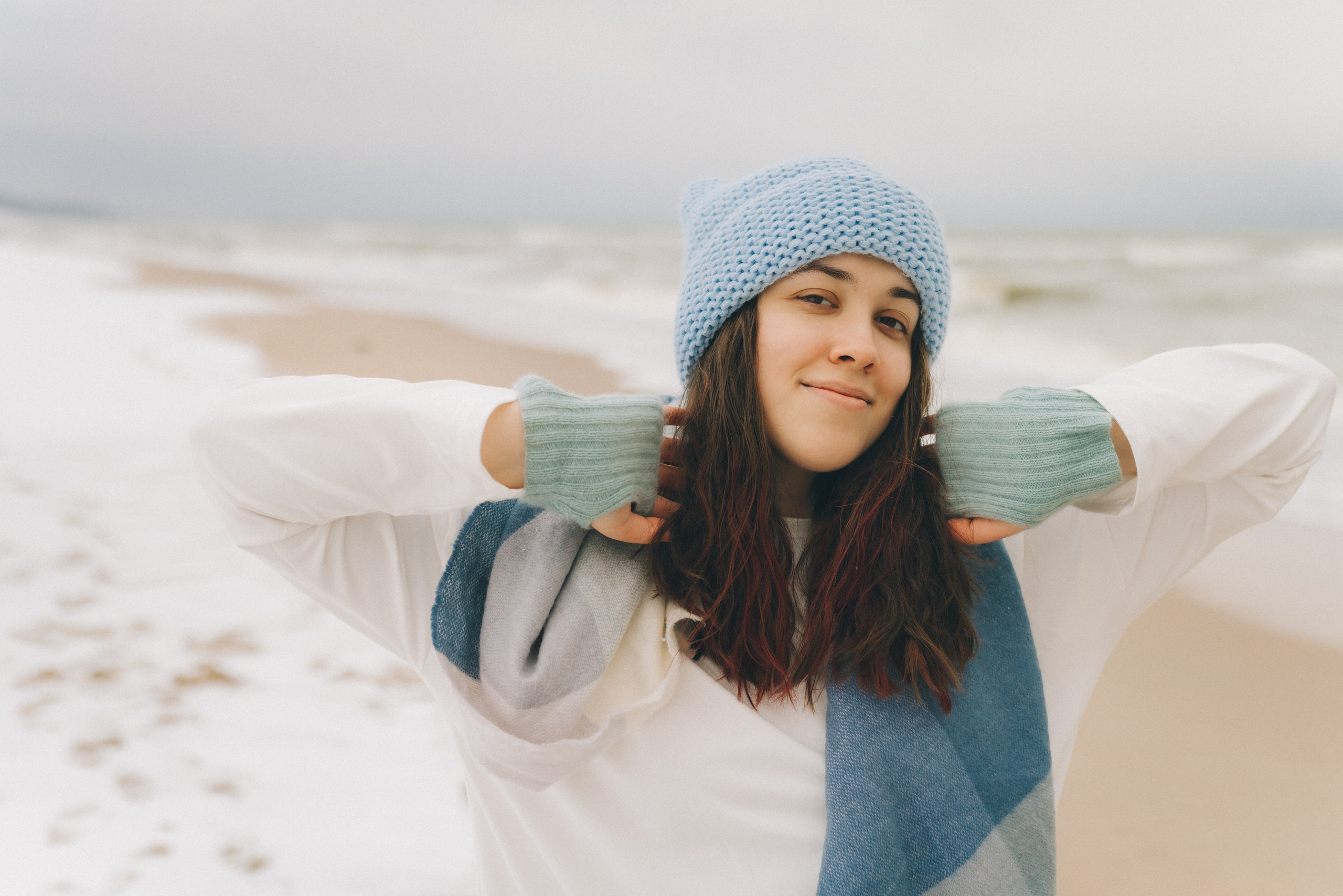 Маша и зима на Балтике. Фотограф Зеленоградск Красильникова Елена