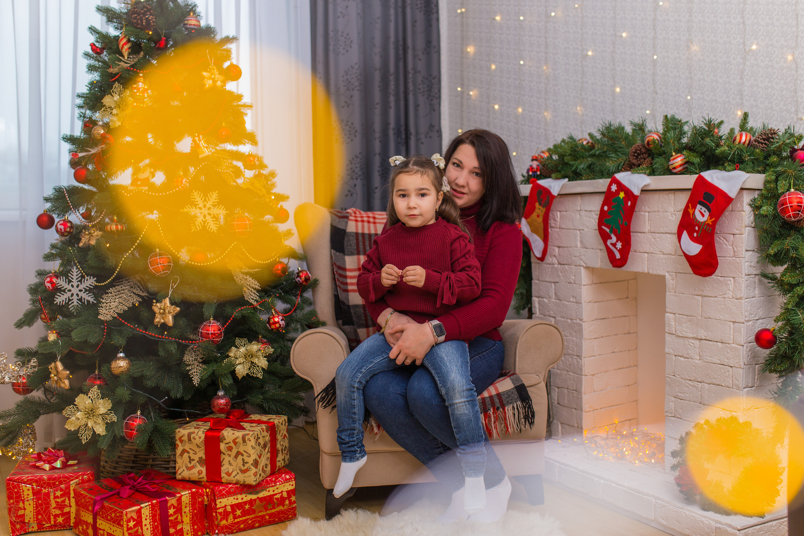 Новогодняя семейная фотосессия в домашней студии, Загорянский. Свадебный и семейный фотограф в Калуге Александра Борис