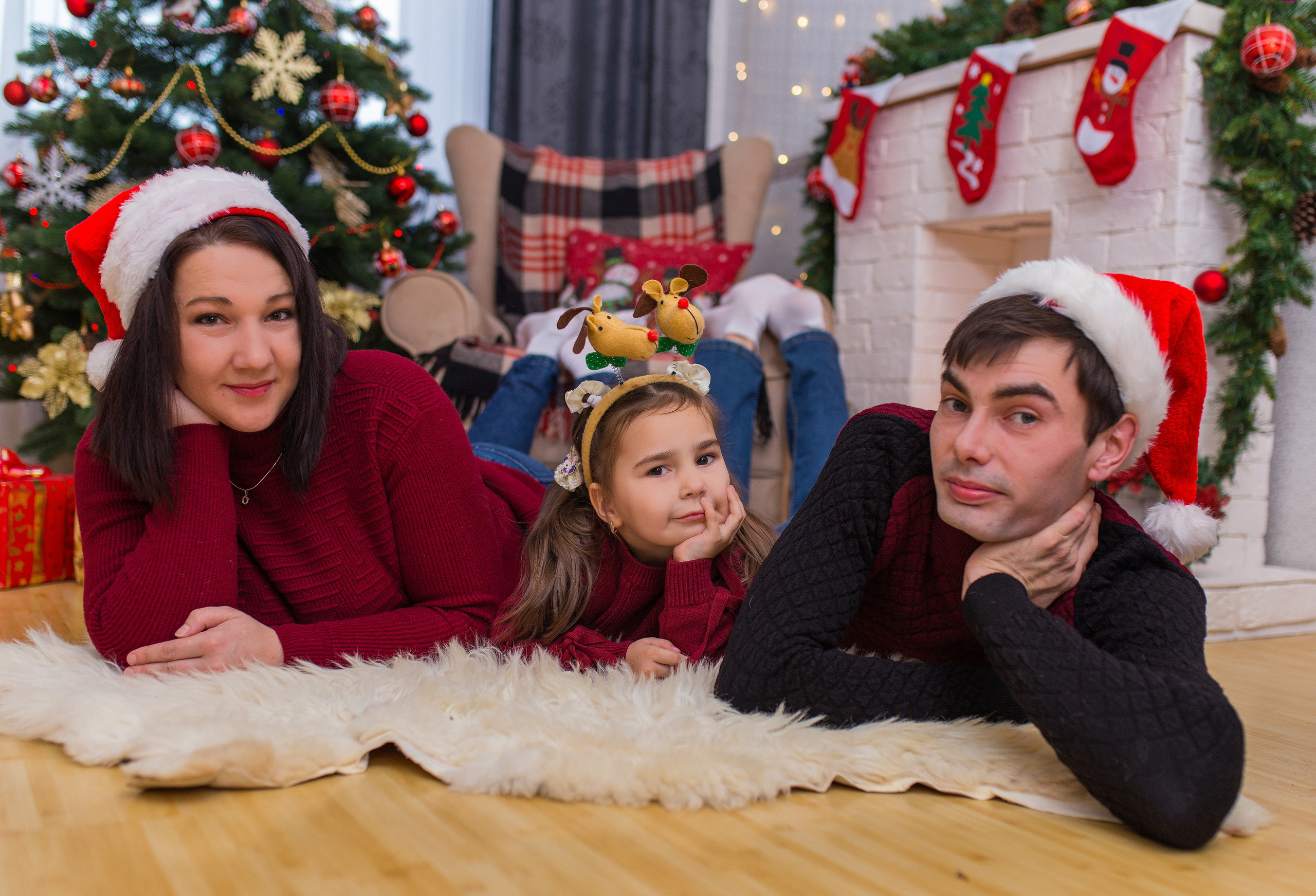 Новогодняя семейная фотосессия в домашней студии, Загорянский. Свадебный и семейный фотограф в Калуге Александра Борис