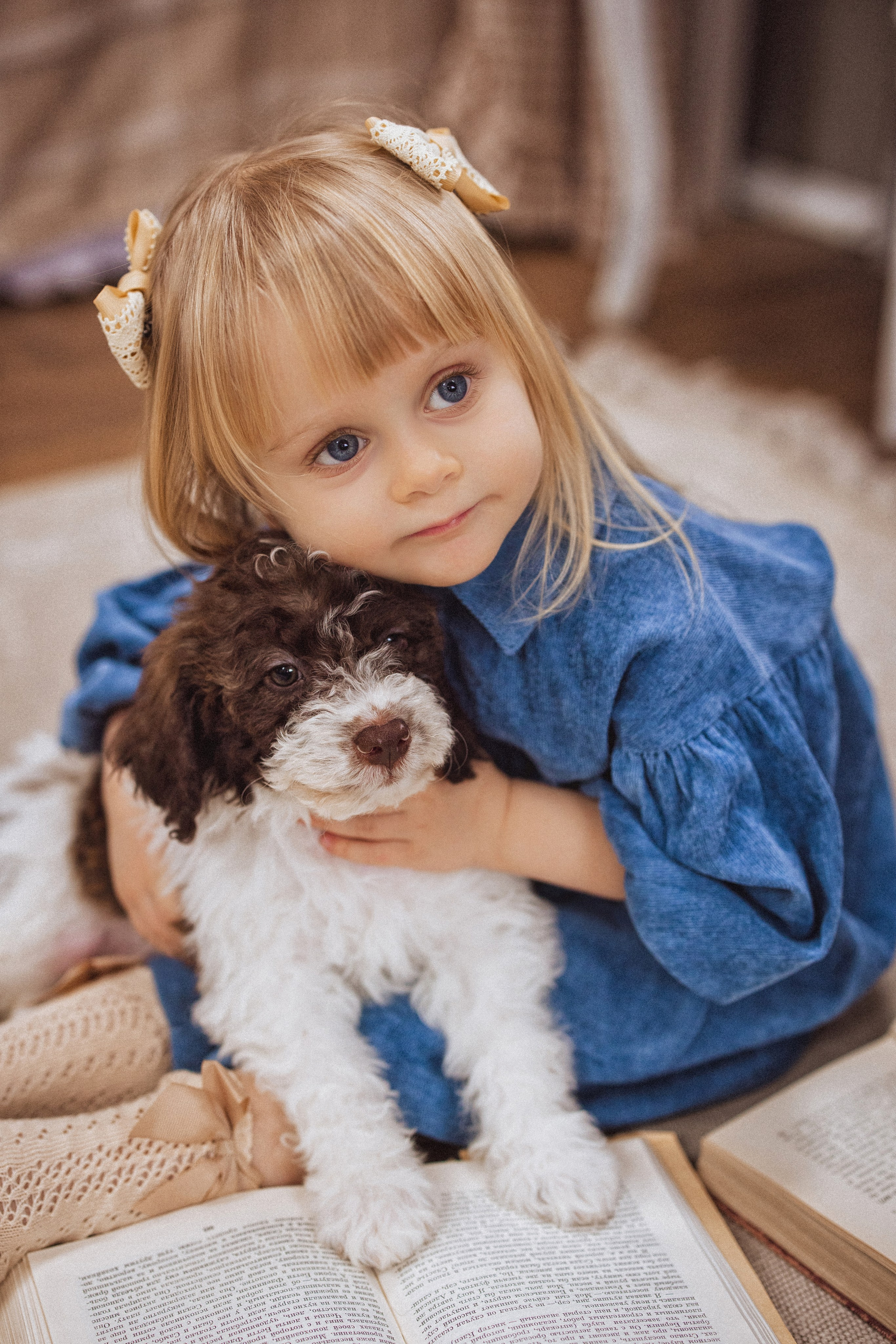 Фотосессия с щенками Лаго́тто-романьо́ло, в Винтажной фотостудии город Краснодар. Семейный и детский фотограф в Краснодаре Анна Трашкова