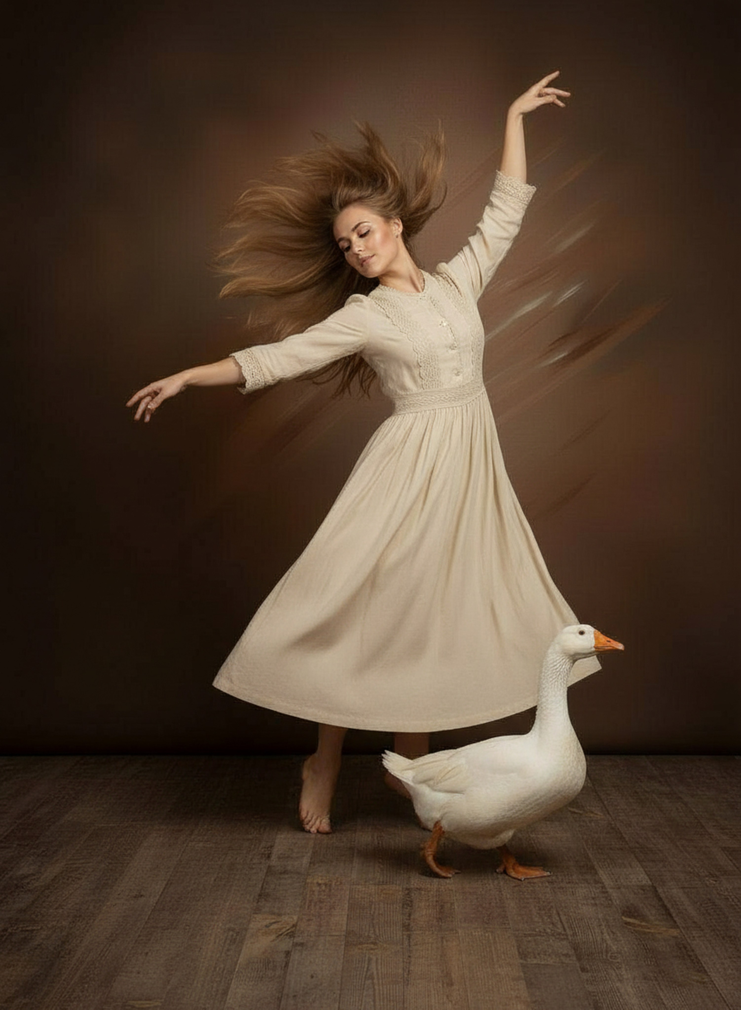 Художественная фотосессия с гусём. Фотограф и видеограф Москва. Свадебный фотограф, видеограф. Выпускные альбомы. Оживающие альбомы