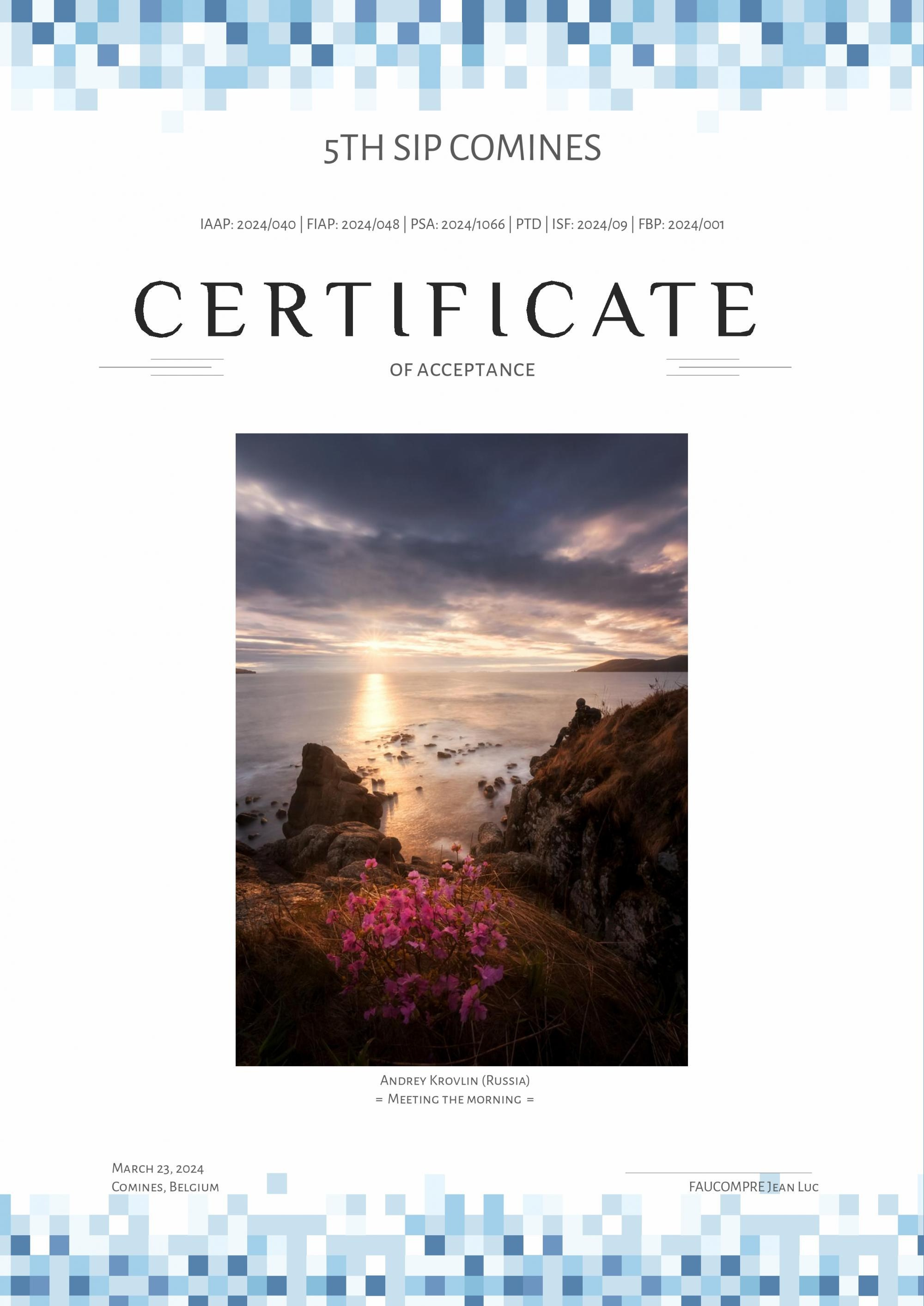 Остальные награды (дипломы, акцепты, работы участвующие в фотовыставках). Андрей Кровлин — фотограф в Славянке