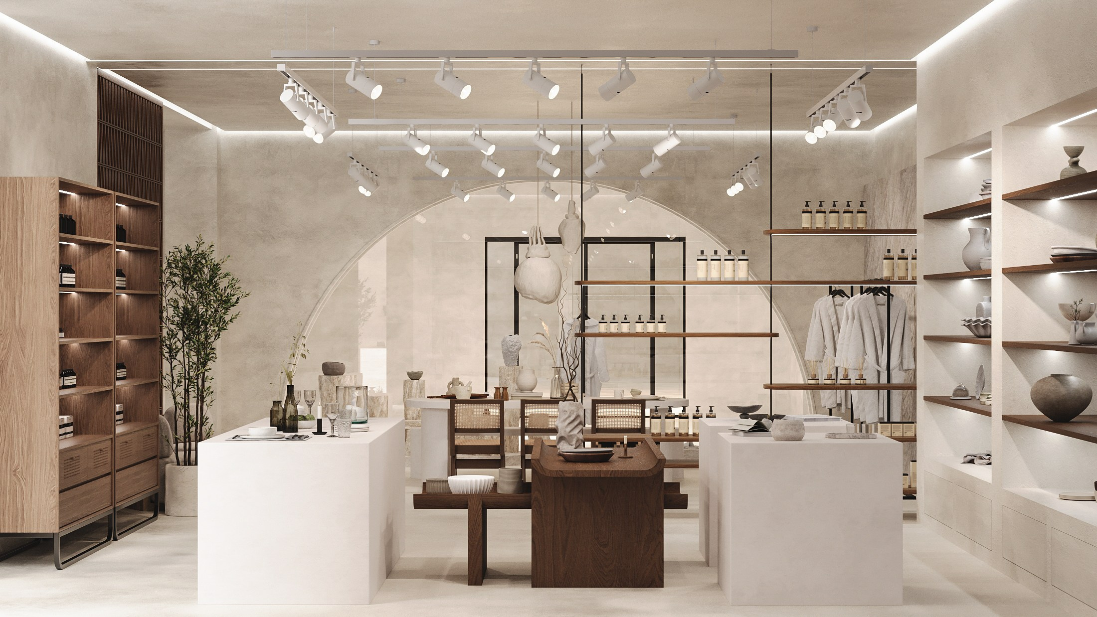 3д визуализация магазина посуды современном стиле 