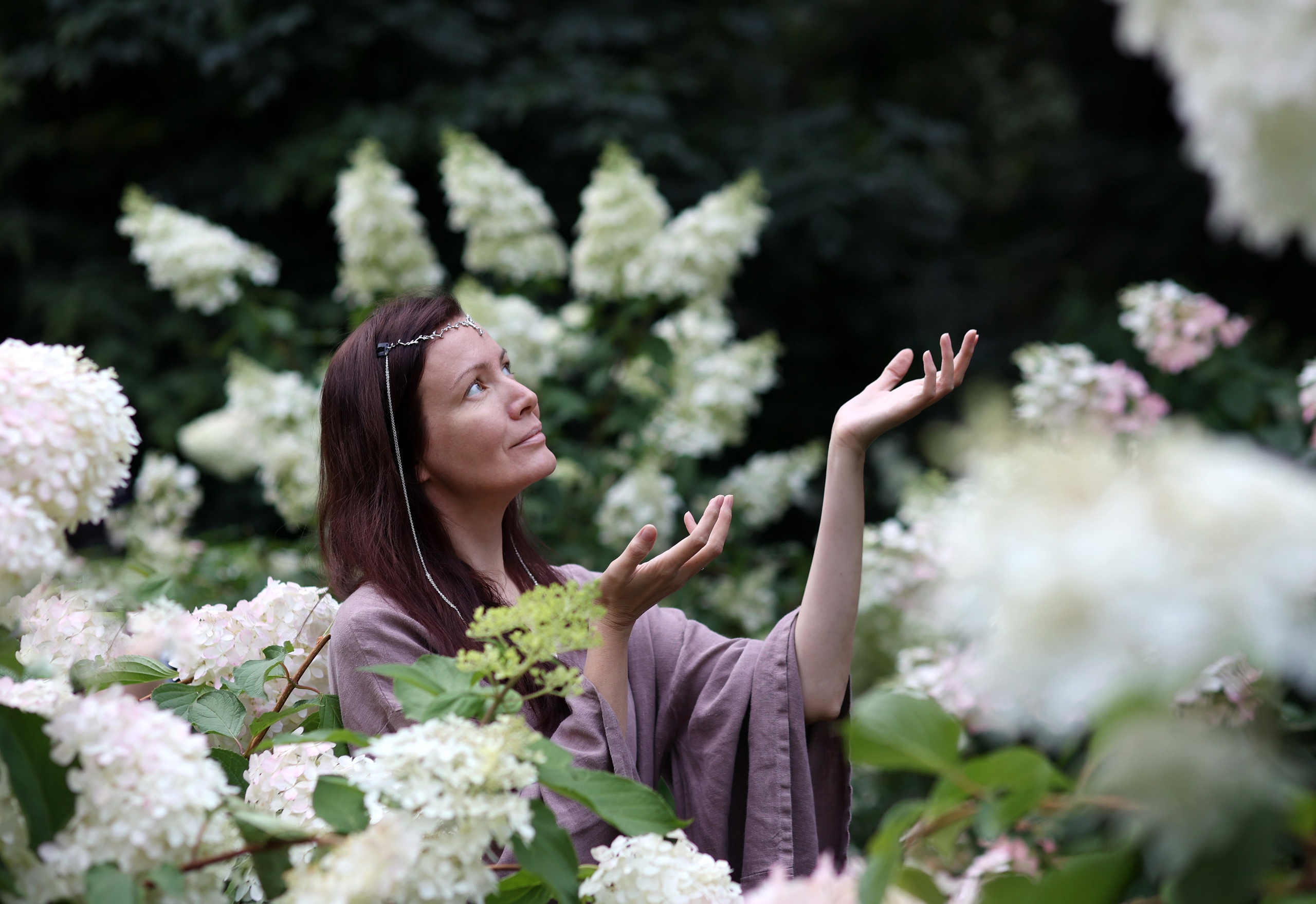 Йога. Гортензии. Тропики в Аптекарском огороде. Портретный фотограф Москва