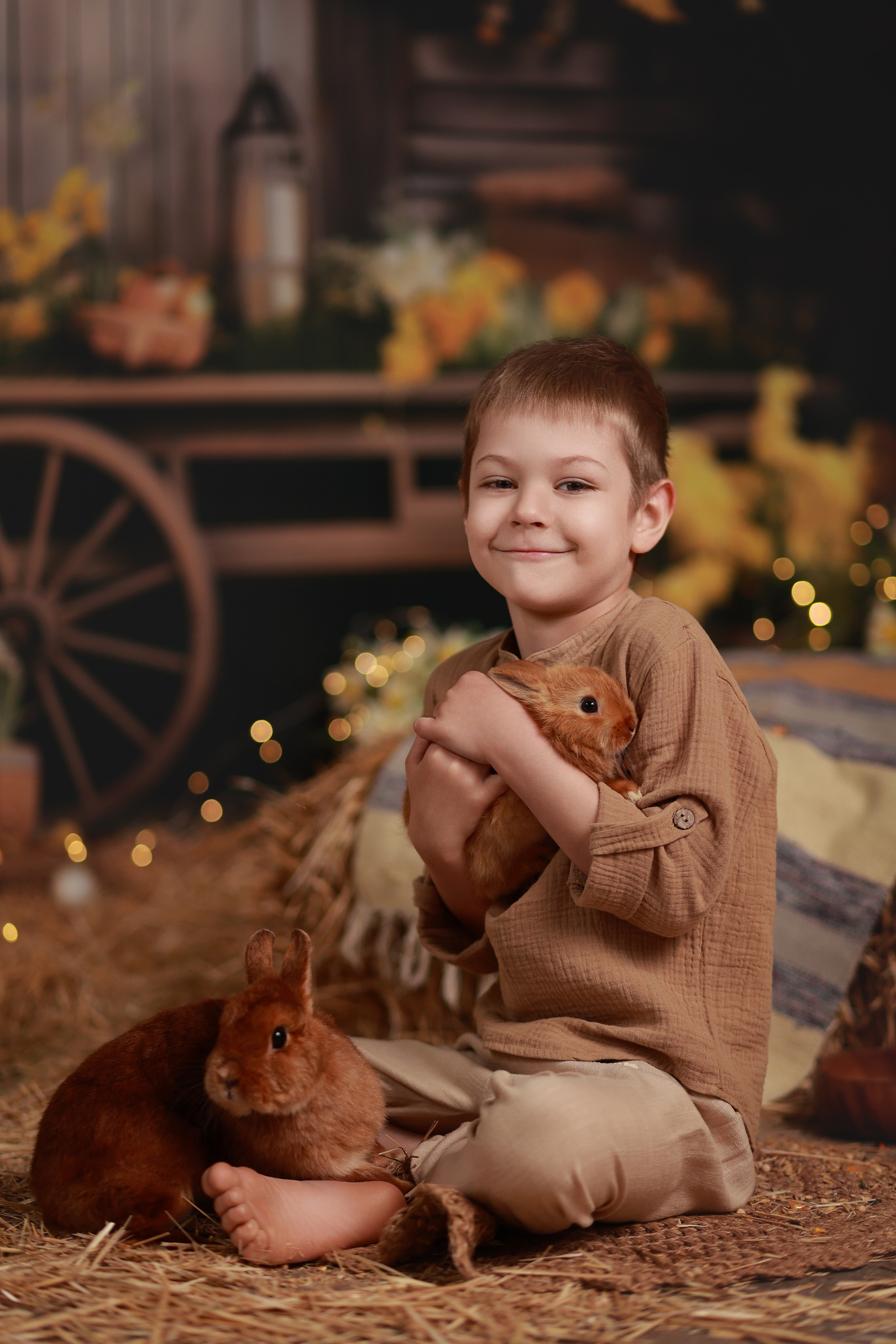 Фотопроект с козочкой и кроликами. Детский семейный фотограф Краснодар