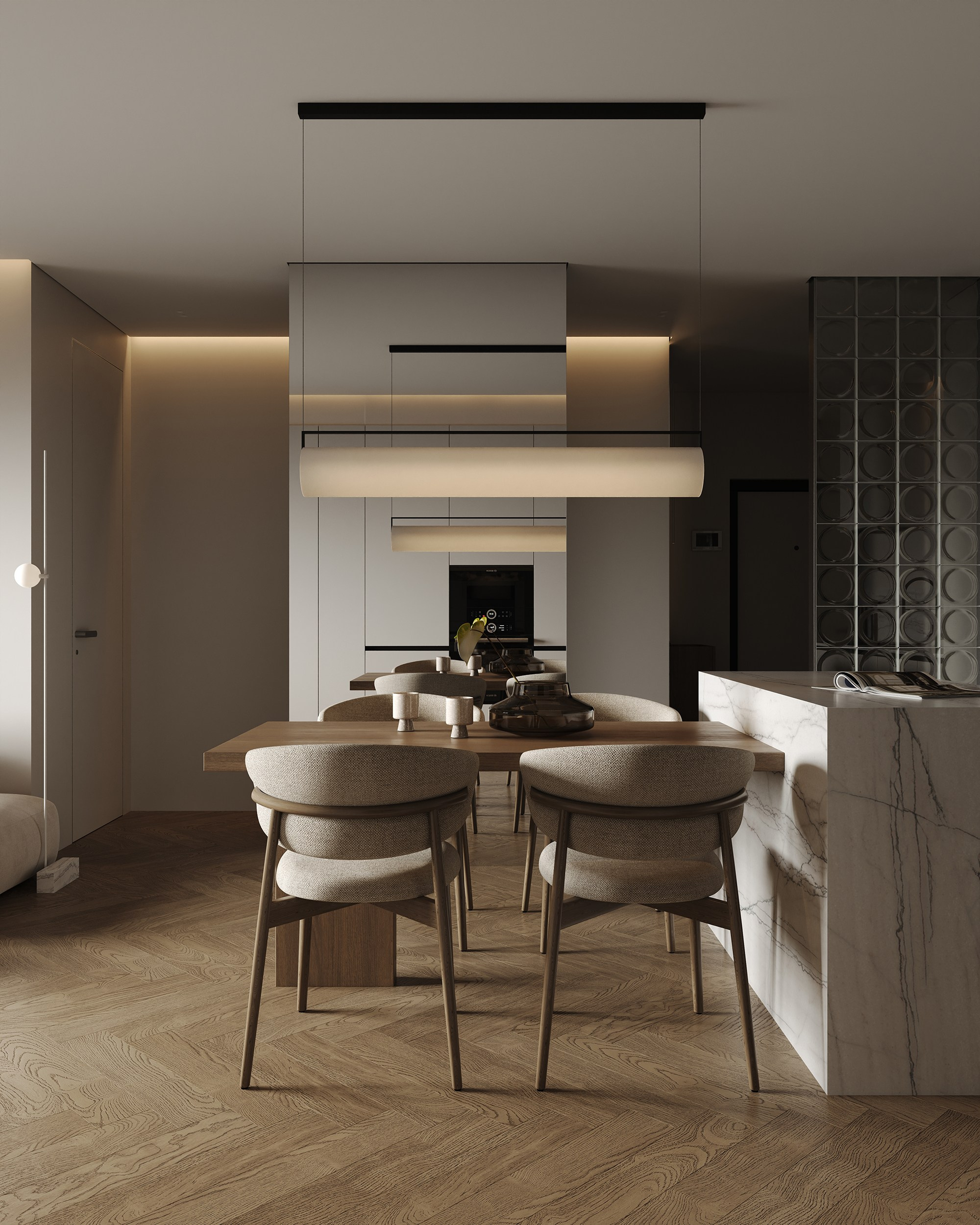 Кухня-гостиная ЖК «Парк столиц». 3D визуализация интерьера Надежда Соколова