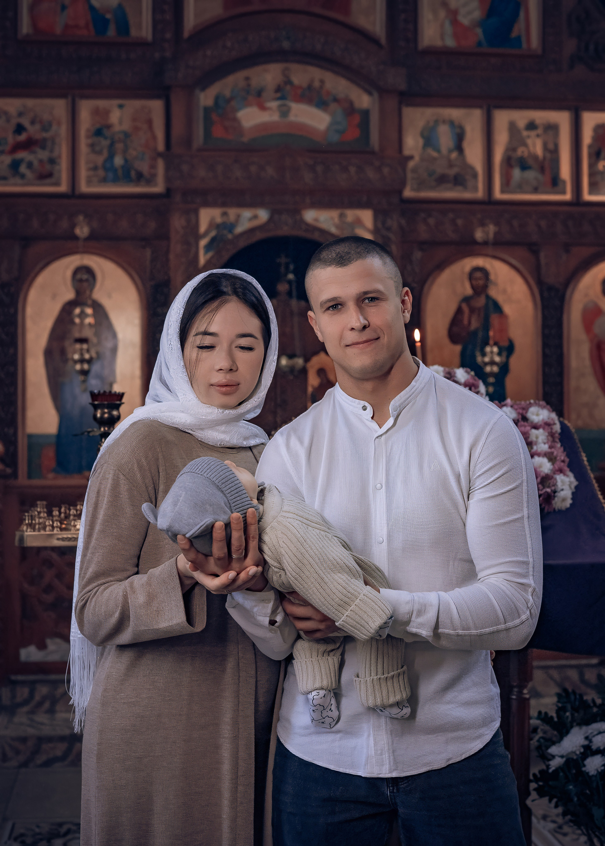 Крещение Мирона в Веденском хаме Березовка. Фотографы крещения/венчания  Красноярск Татьяна и Вячеслав Переваловы