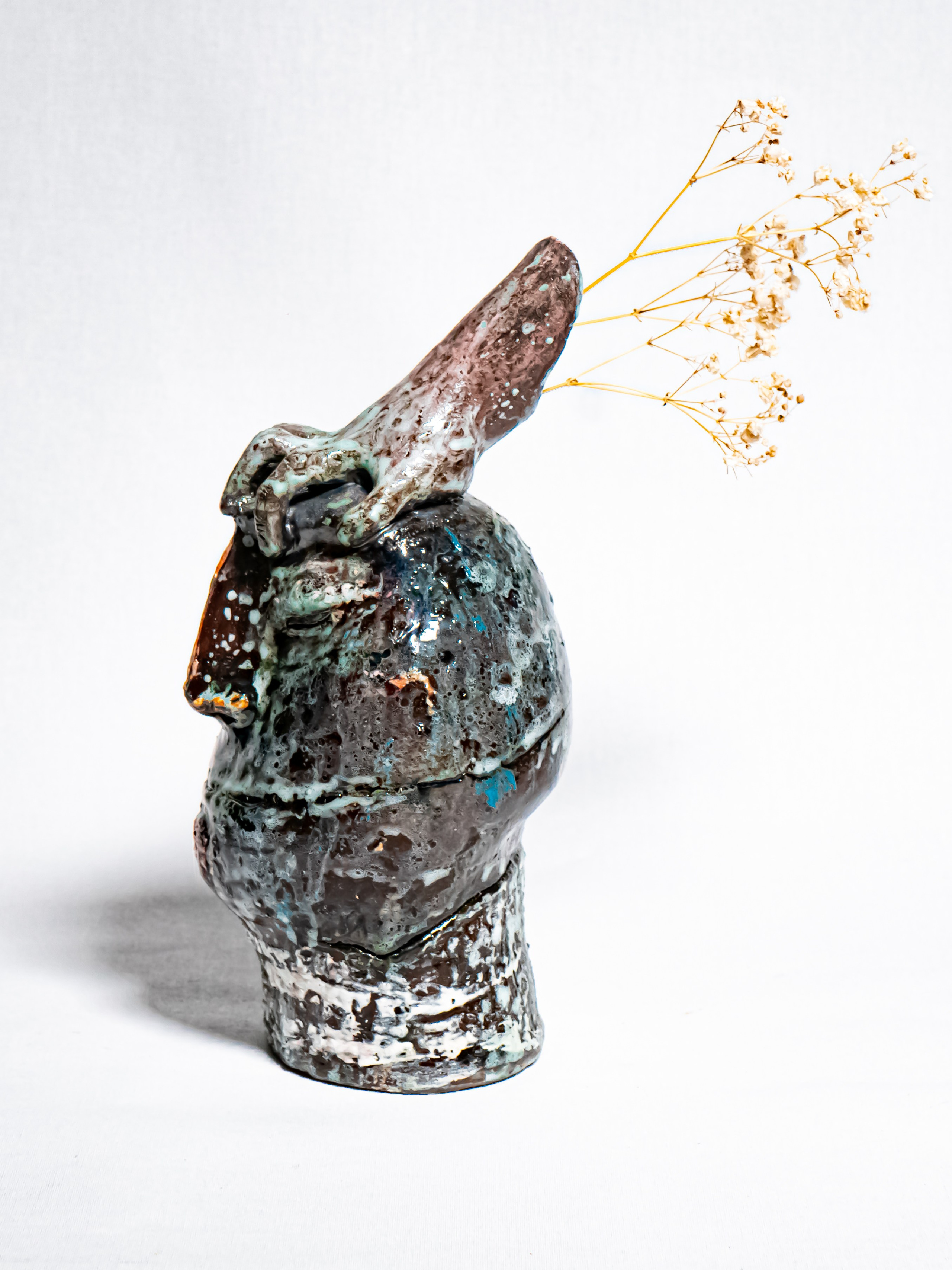 Дизайнерская керамическая ваза в виде головы африканского туземного идола