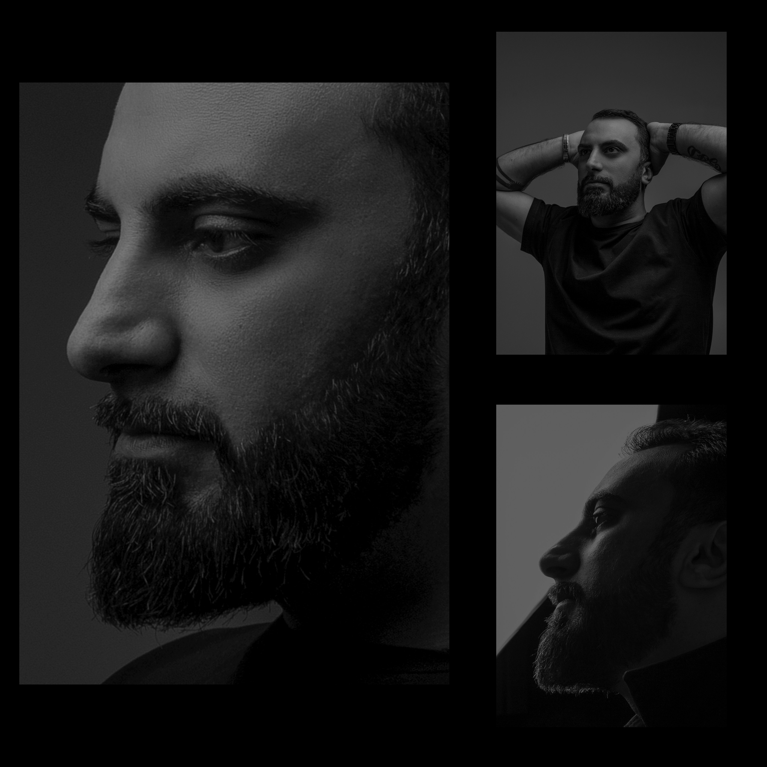 мужчина в профиль чб, кавказский мужчина в профиль