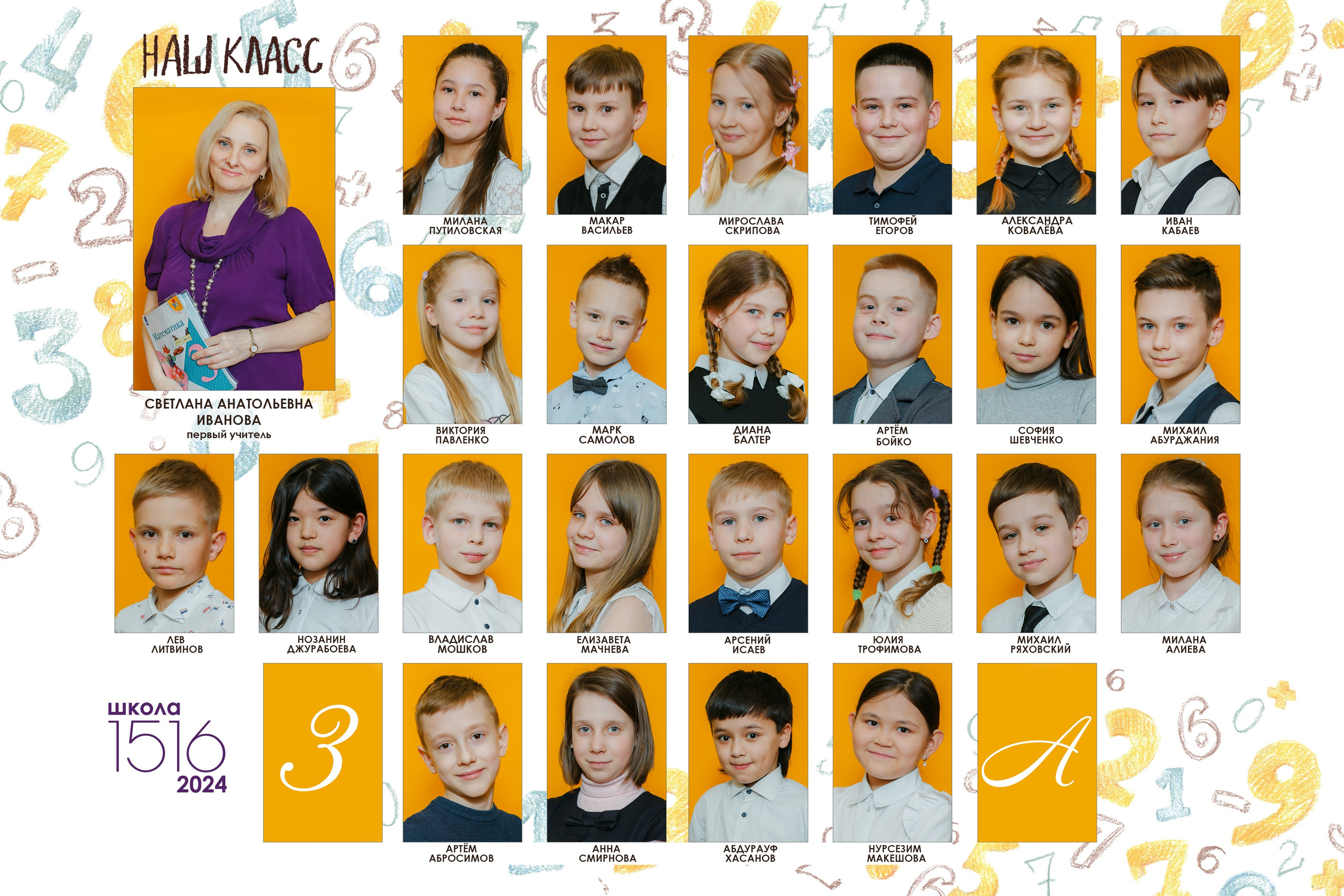 Общая фотография класса, виньетка класса и школьный портрет — классика