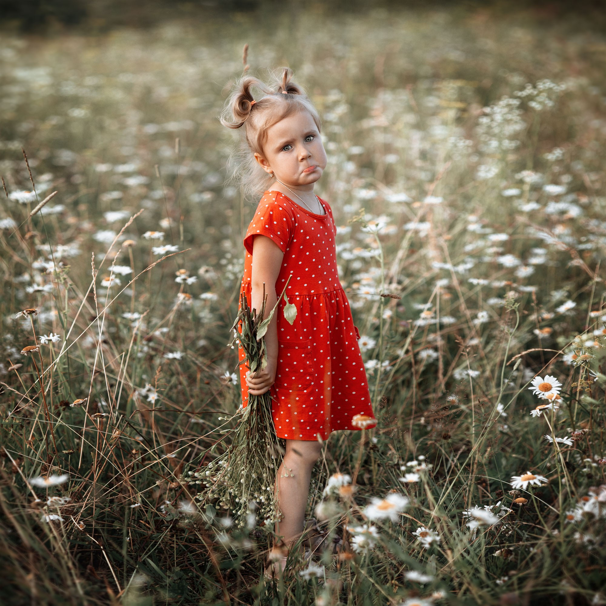 Мама и дочка в ромашковом поле. Фотограф в Москве Мухина Ирина