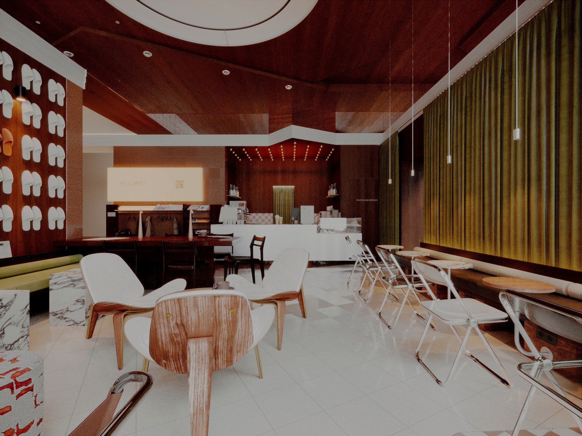 Кофейня в гостинице, г. Красноярск. Дизайн интерьера от Дмитрия Баландина