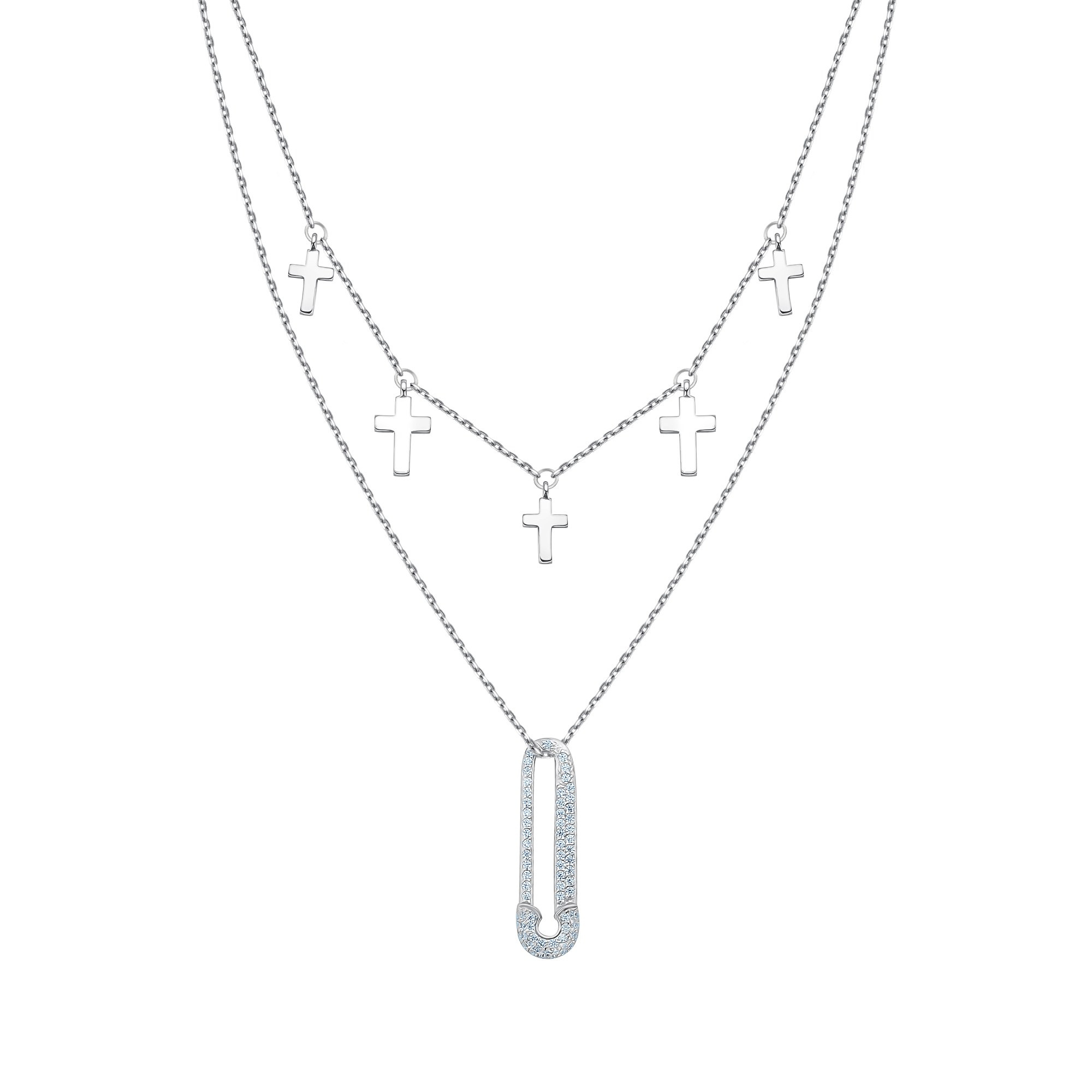 подвеска белое золото и кресты с булавкой