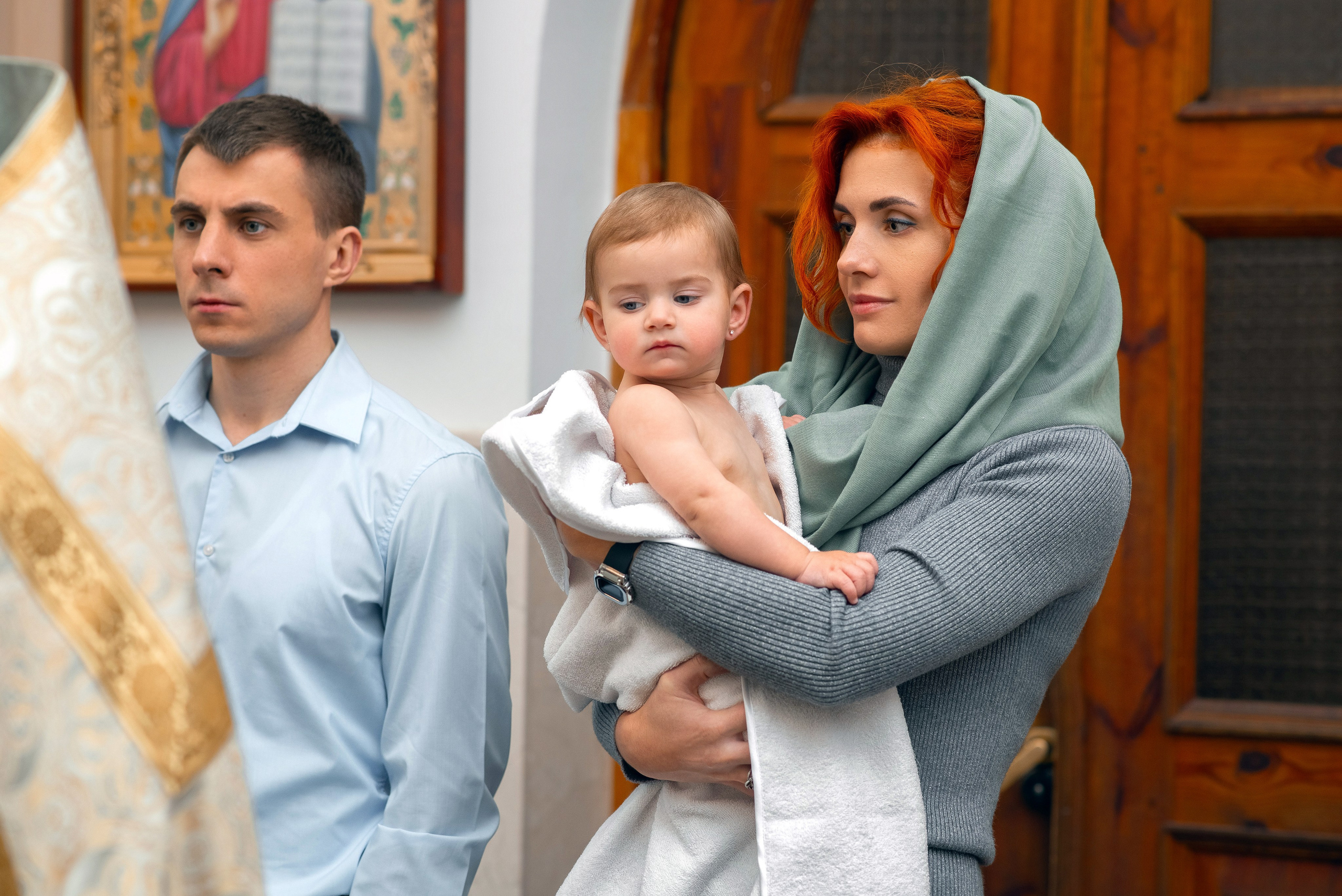 Крещение Настюши в храме Марии Магдалены. Семейный фотограф на выписку из роддома и крещение Минск Настя Гришук