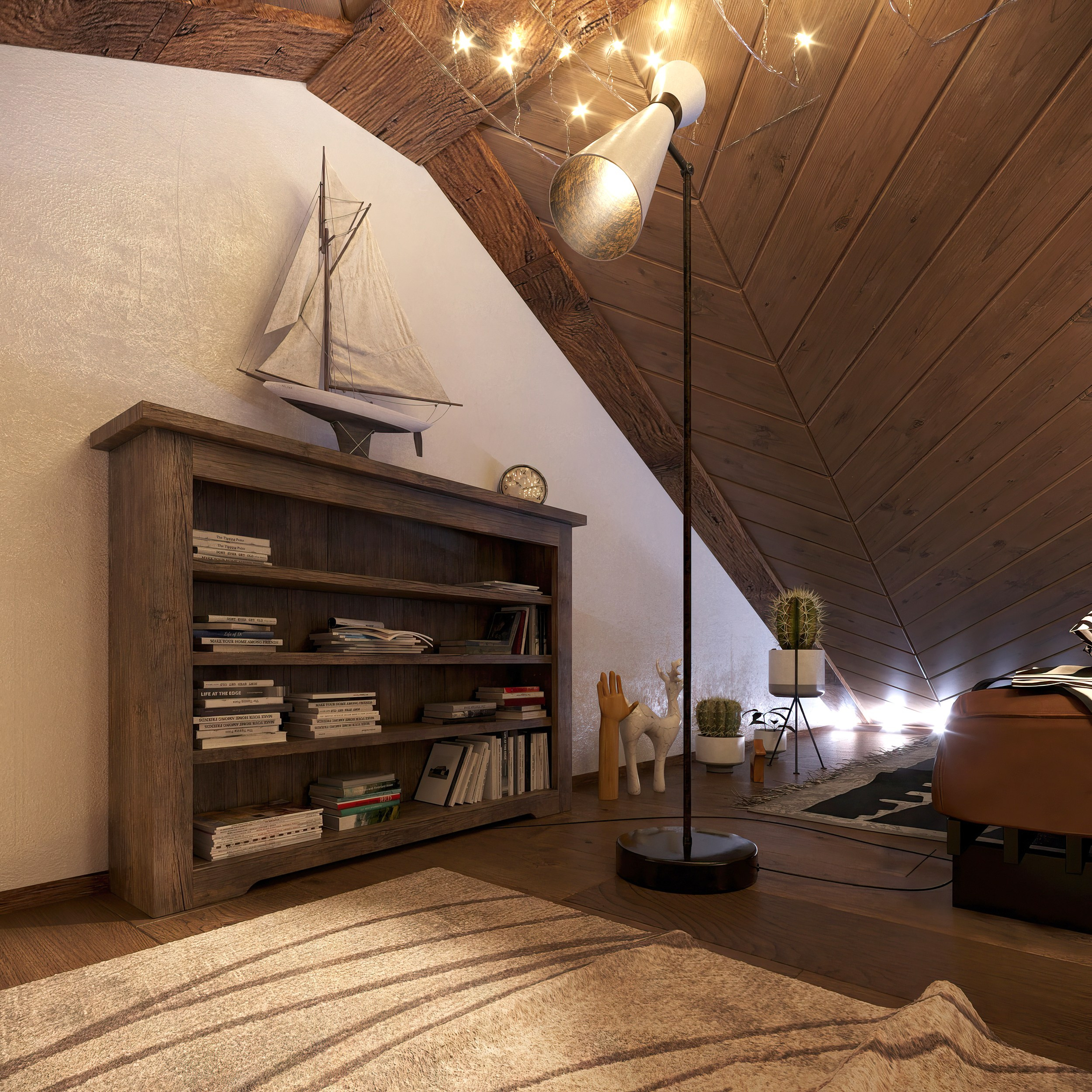 Countryside Cottage — Interior Design with Natural Materials. 3D INTERIOR AND ARCHITECTURE VISUALIZATION