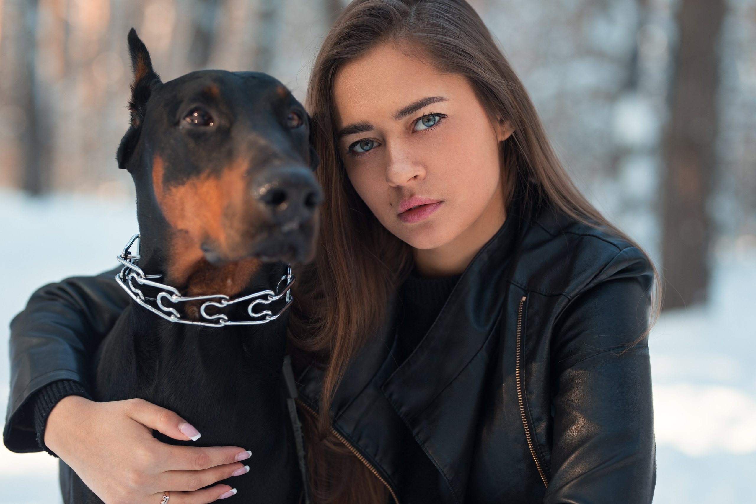 Зимняя съемка в лесу с доберманом с Ольгой в формате для «себя»