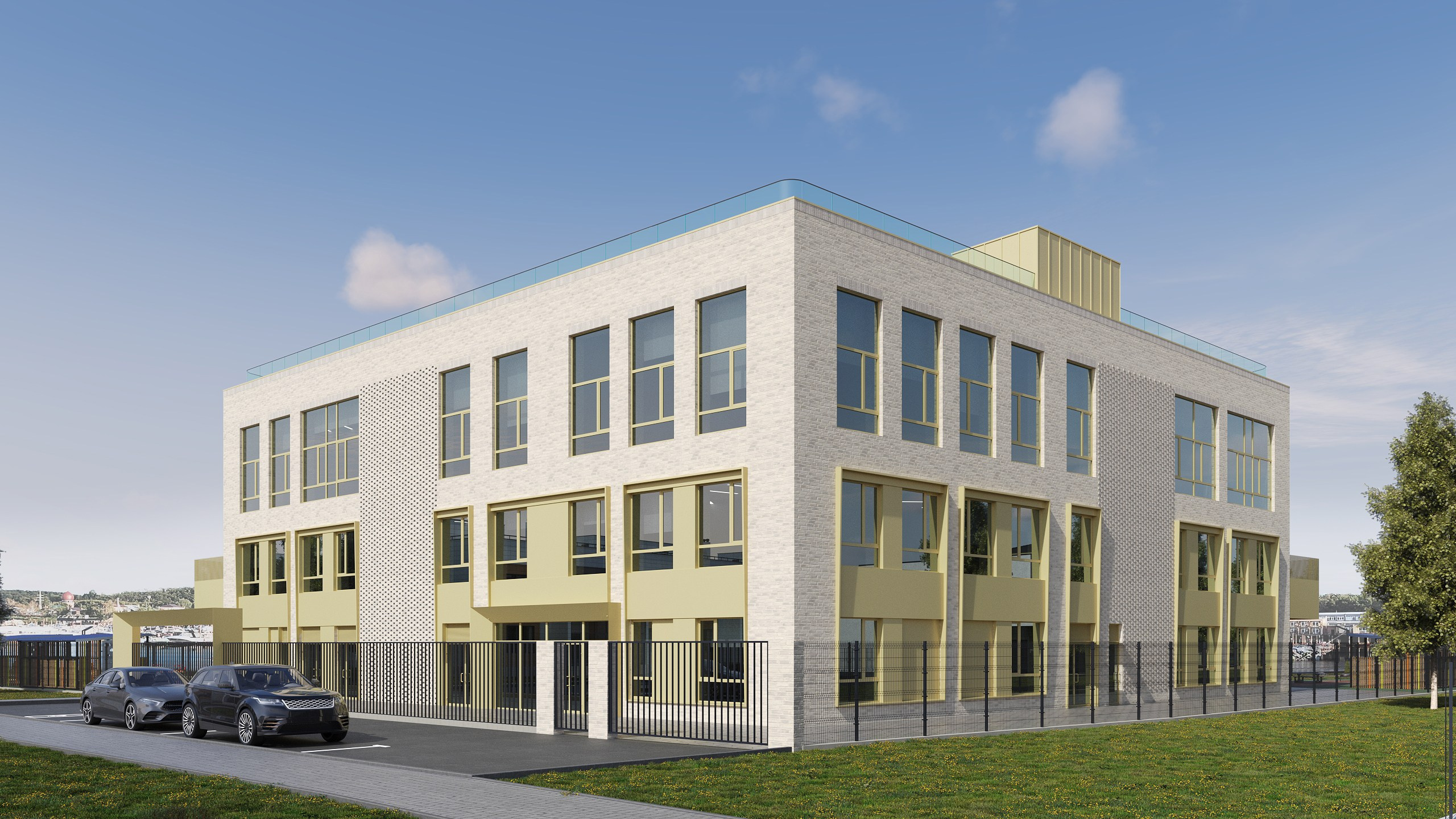 Фасад школы в ЖК Волжская Гавань Казань. Архитектор-дизайнер в Казани