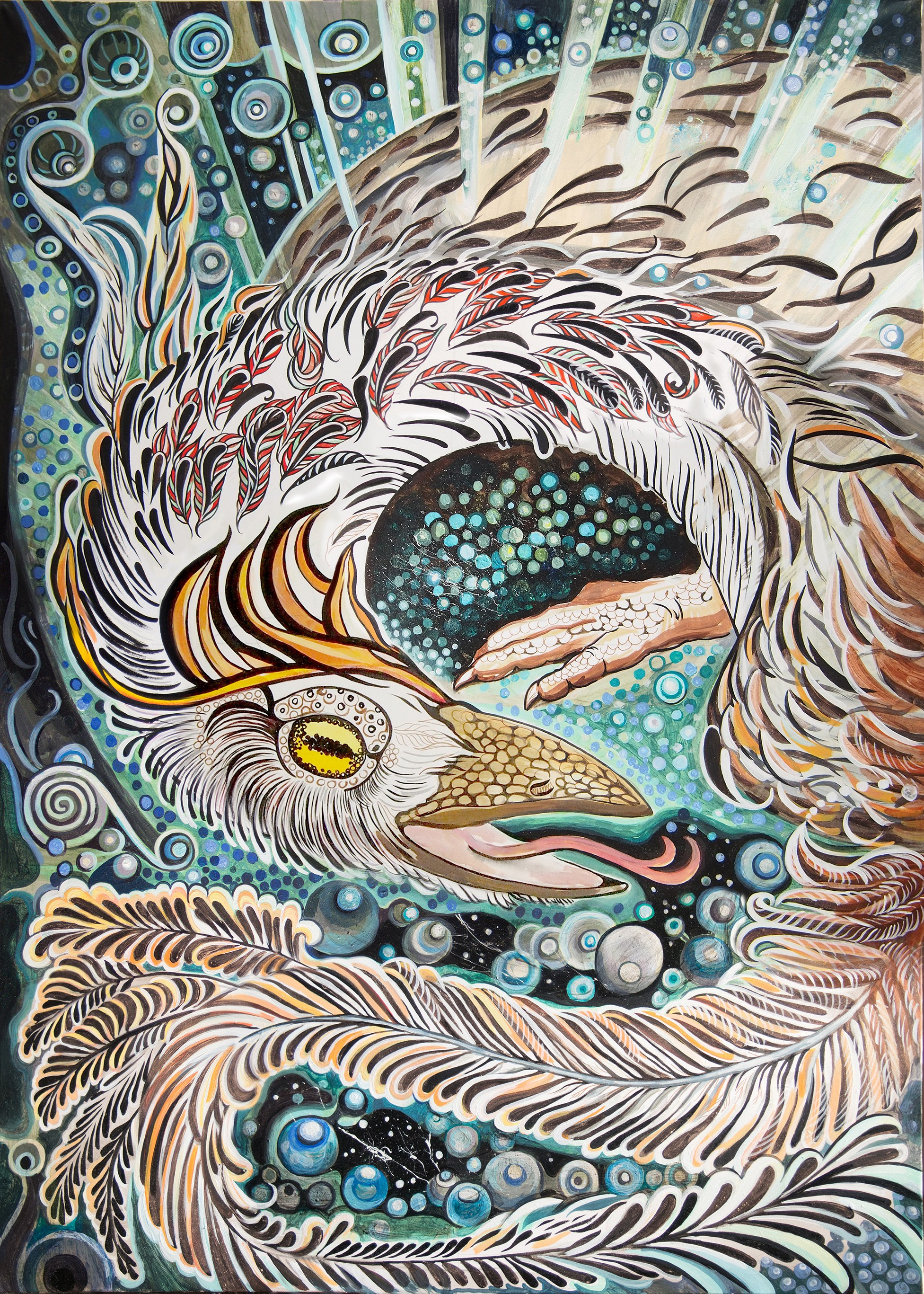 Василиск. Бумага, акрил, 70х50. 2017 г.