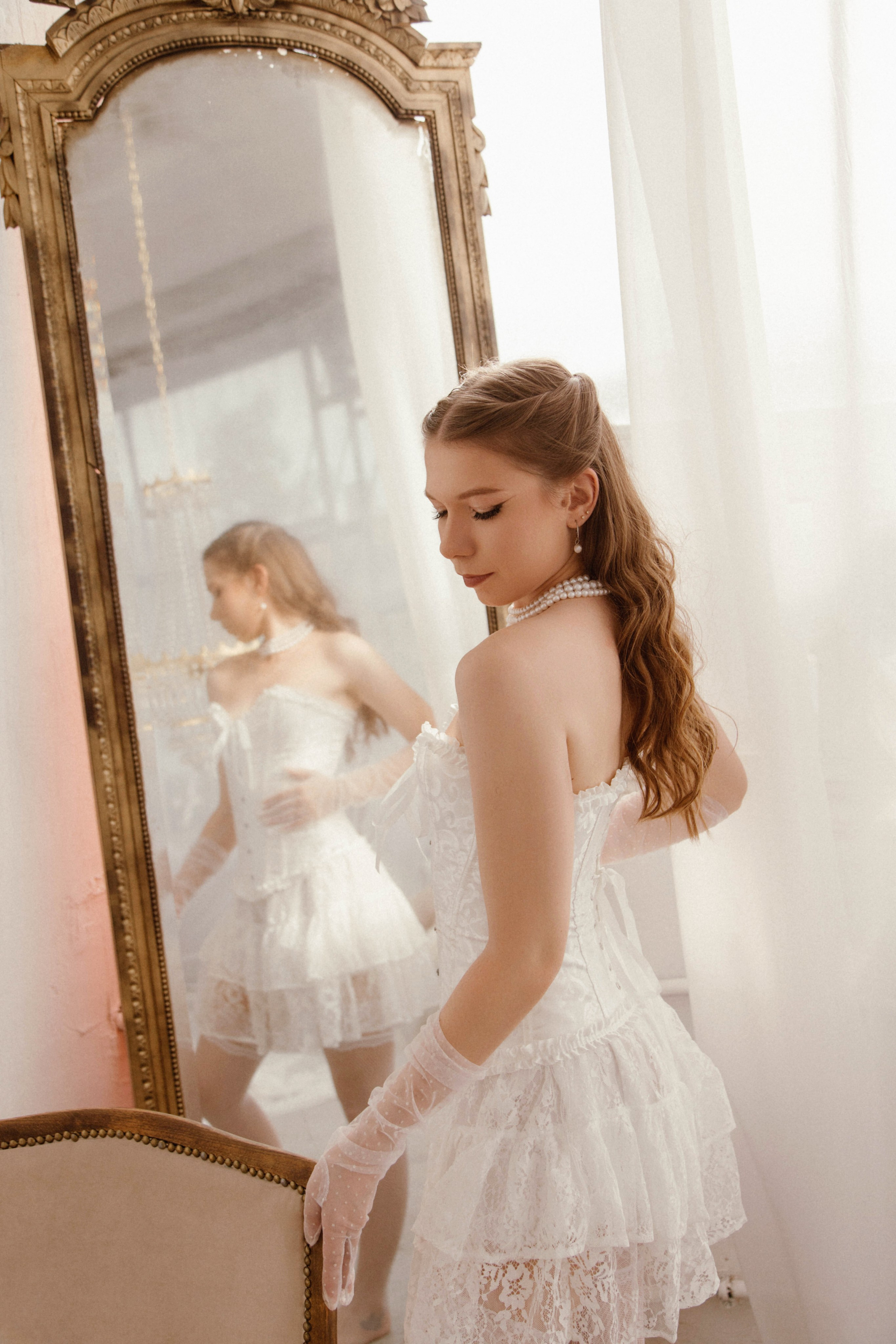 Марина. Фотосессия в студии, винтаж, женская съемка. Фотограф Ксения Третьякова, Санкт-Петербург