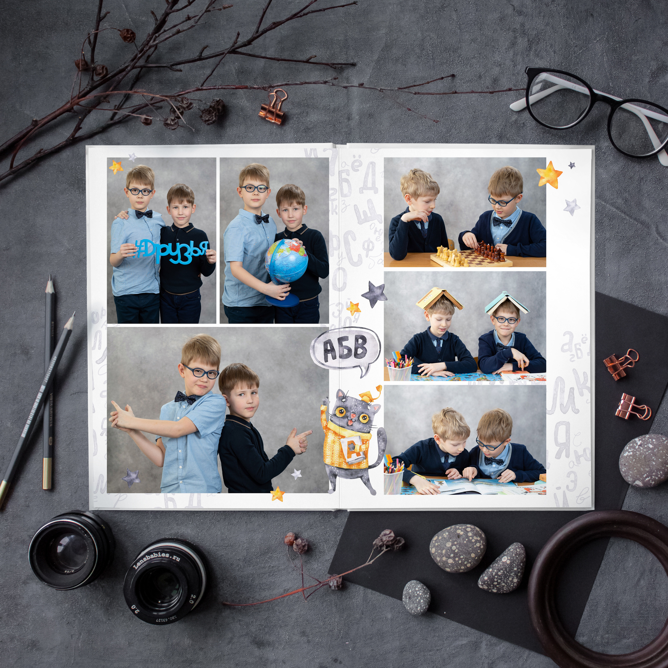 АЛЬБОМ «УЧЁНЫЙ КОТ». Выпускные альбомы для сада и школы в Москве