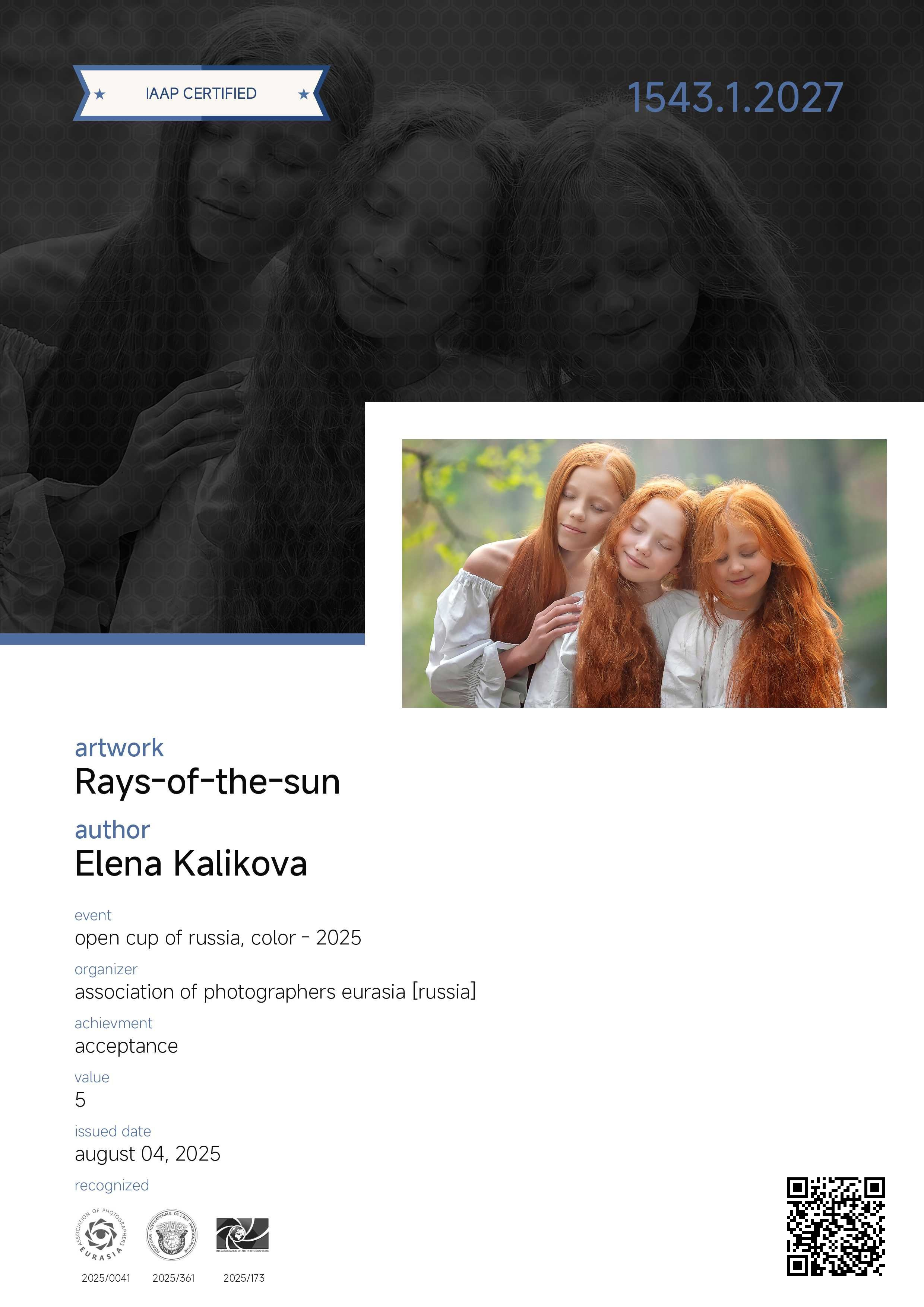 Дипломы и Награды. Семейный и детский фотограф в Екатеринбурге Каликова Елена