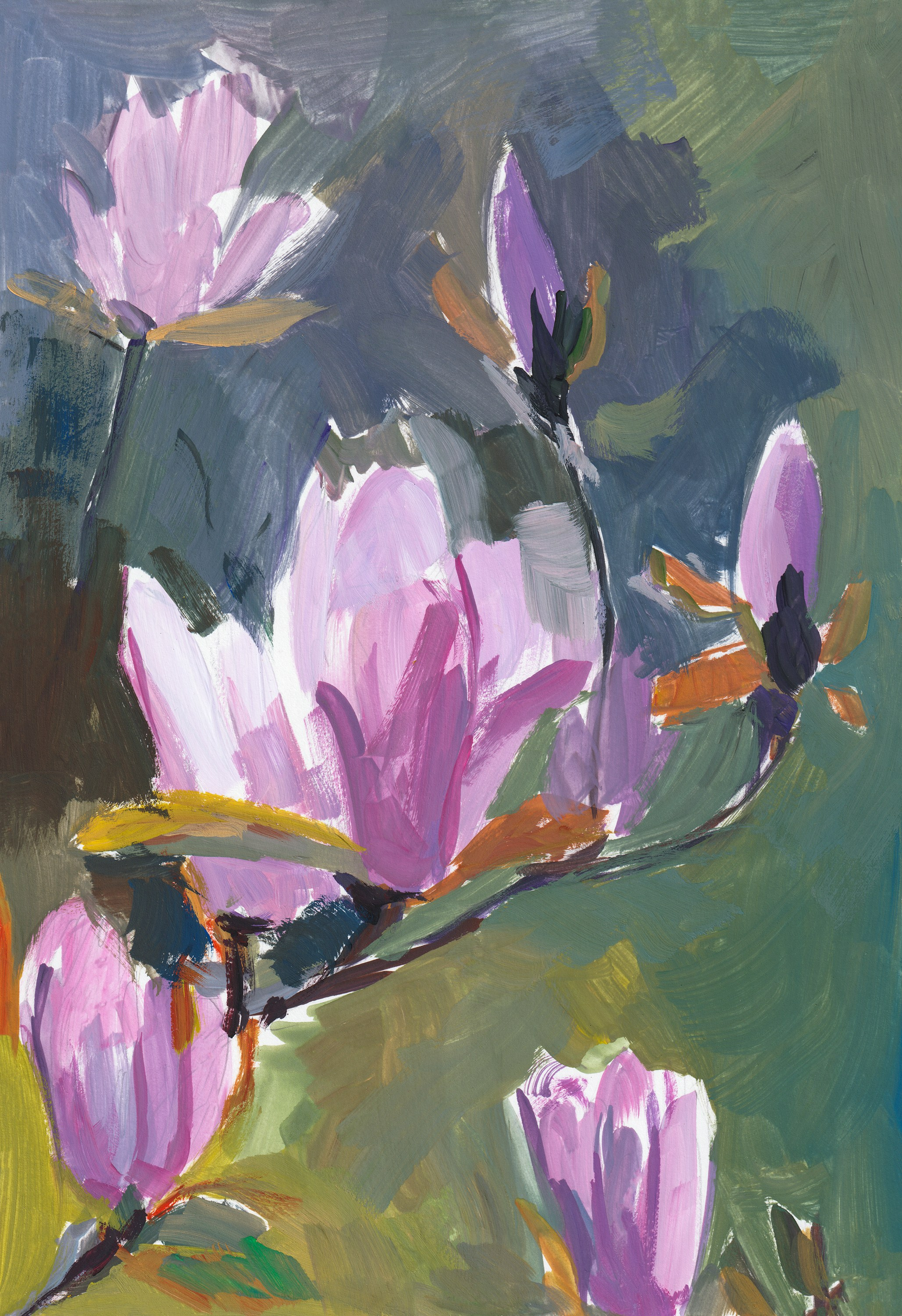 "Этюд. Магнолия" бумага, гуашь 30х21см, 2023