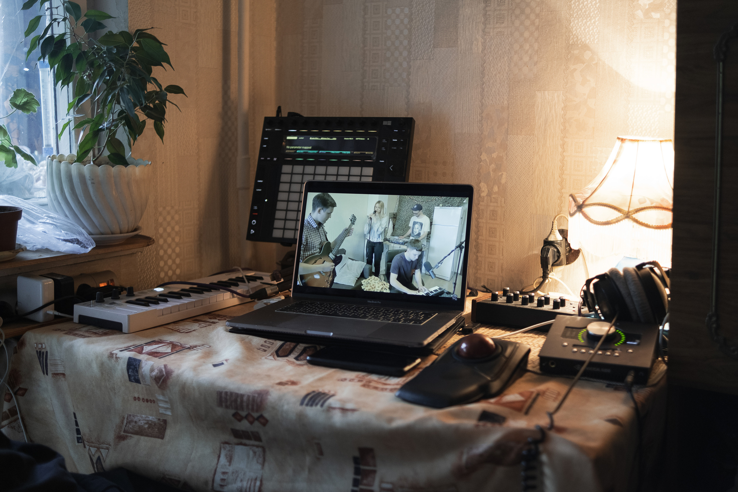 Victor's from St. Petersburg workplace is in his room in Uralsk.