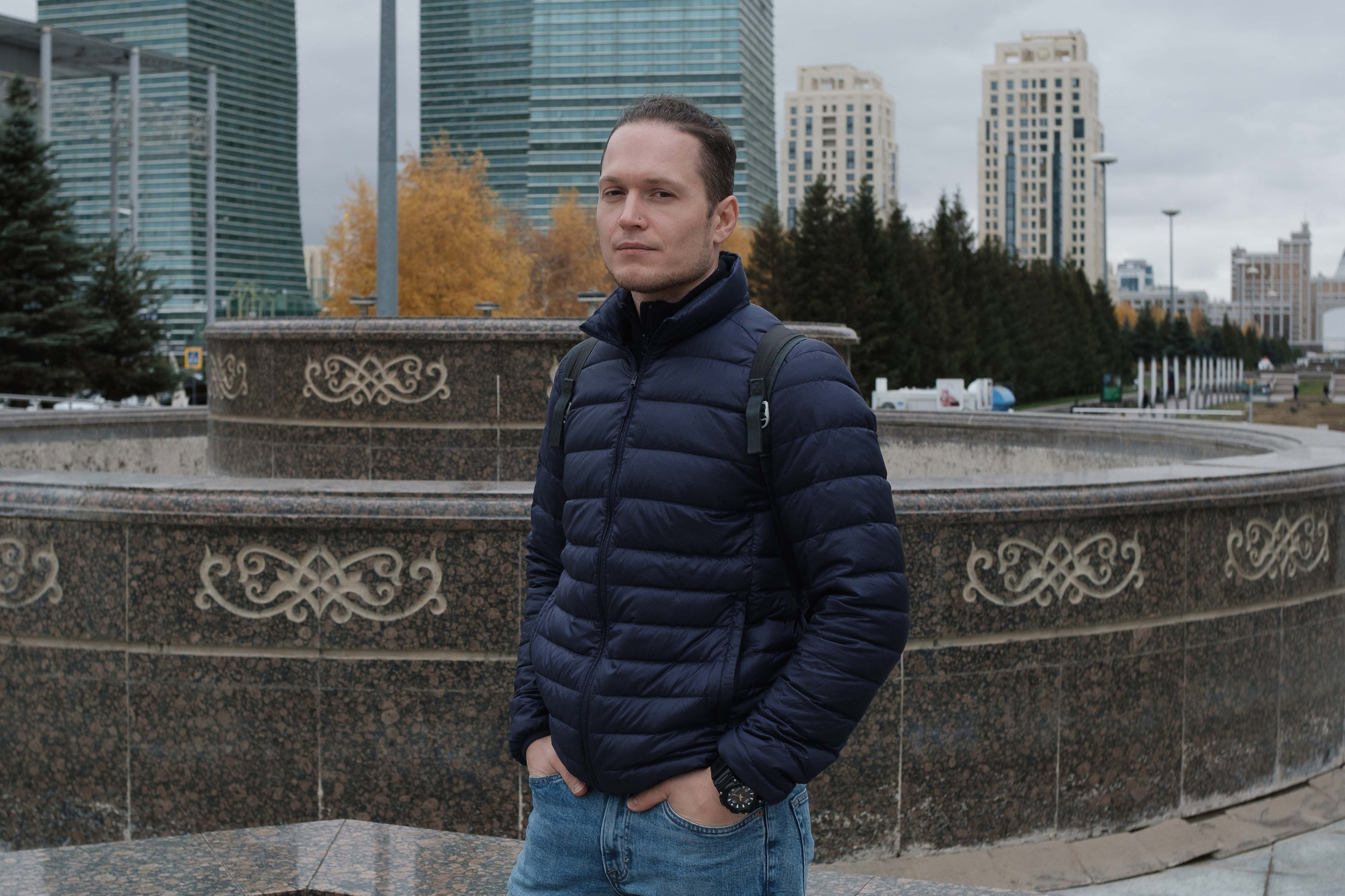 Ivan from Moscow on Nurzhol Boulevard in Astana. Ivan worked in Russia with low-voltage security equipment, lived with his wife. Over the past few years, Ivan and his wife have been planning to move to another country, collecting information, but still could not decide. However, the beginning of partial mobilization did not leave time to choose. Ivan and the husbands of his wife's colleagues took a plane ticket the very next day after the start of partial mobilization and ended up in Astana, where they rented housing. Now Ivan is settling into a new place, looking for a permanent job and waiting for his wife along with their dog. Ivan has no plans to return to Russia again.