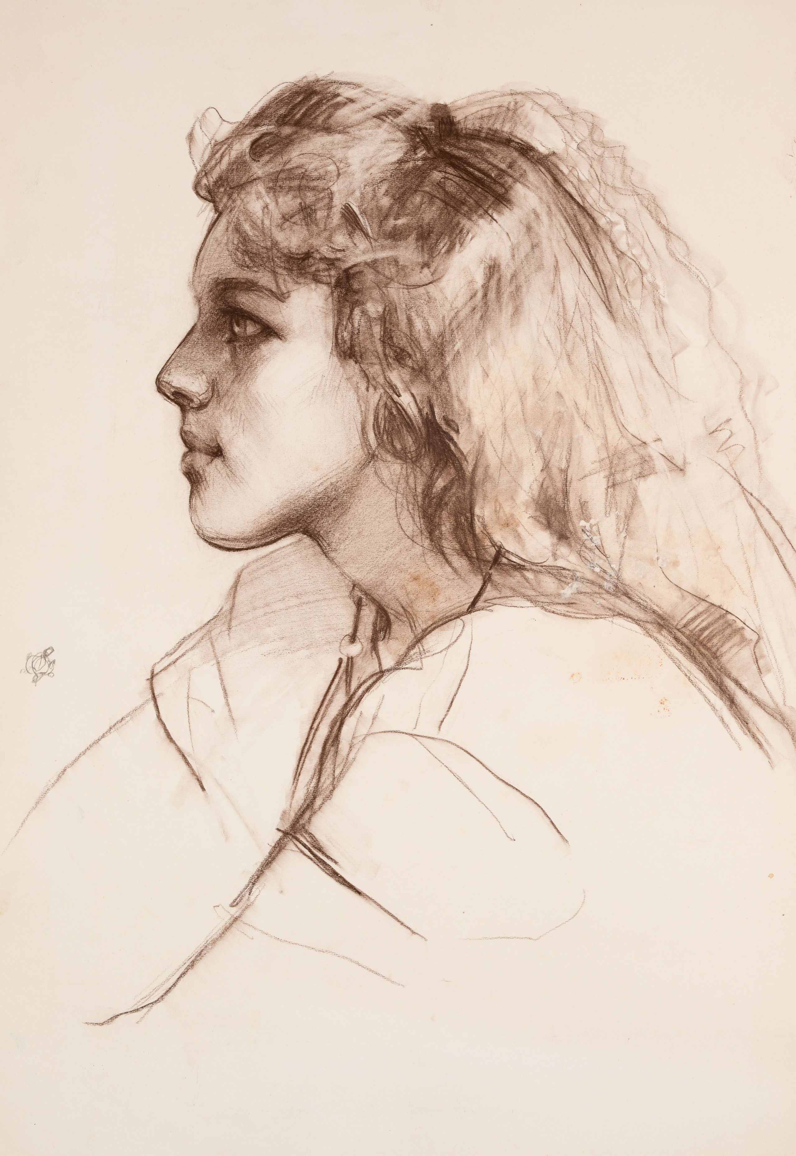 «Портрет Ирины Сокол 2» - художник Валерий Блохин (бумага, сепия, 61x42 см, 1987)