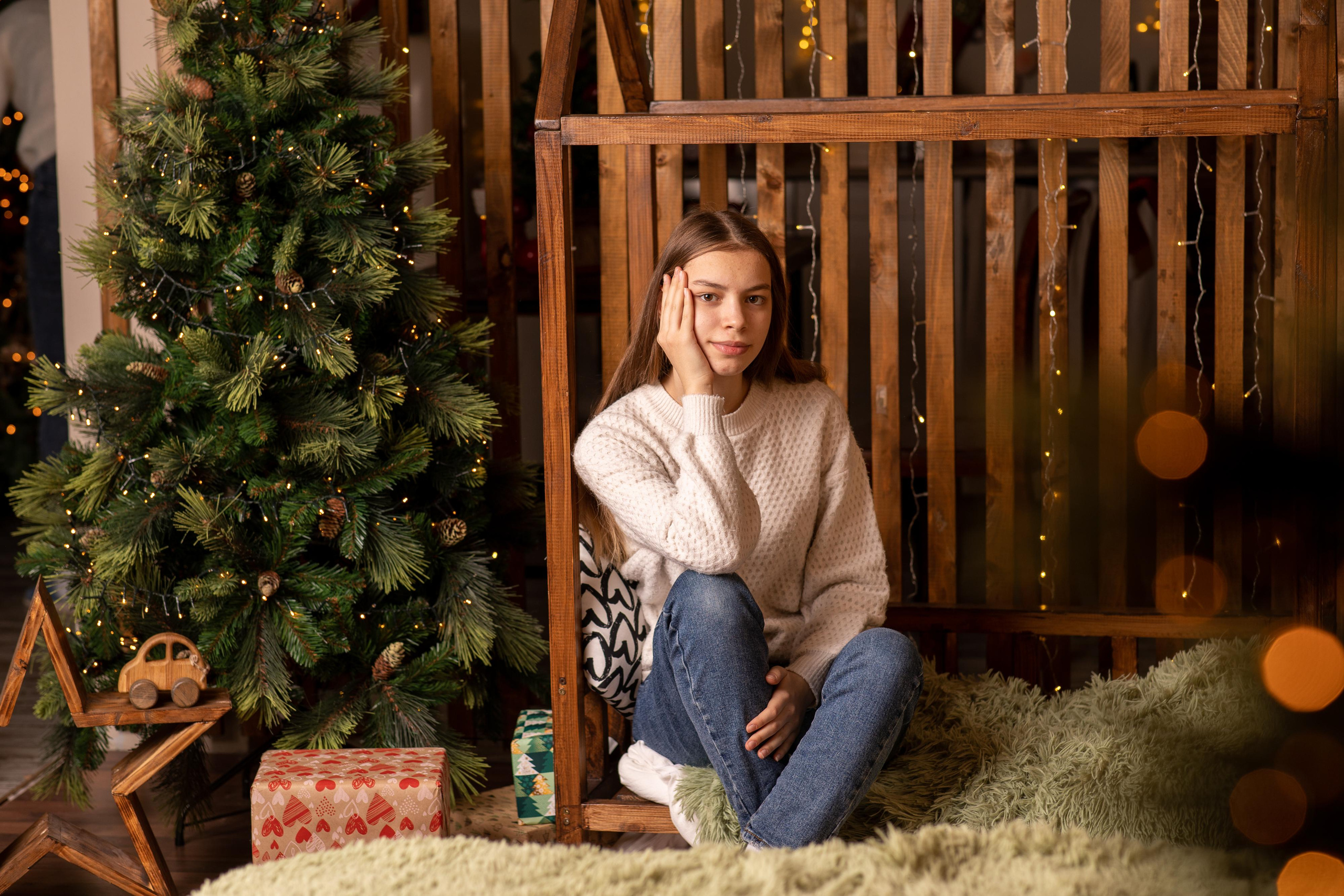 Семейная новогодняя съемка для Ирины и Влада. Женский семейный фотограф Тула Москва Захарова Анна