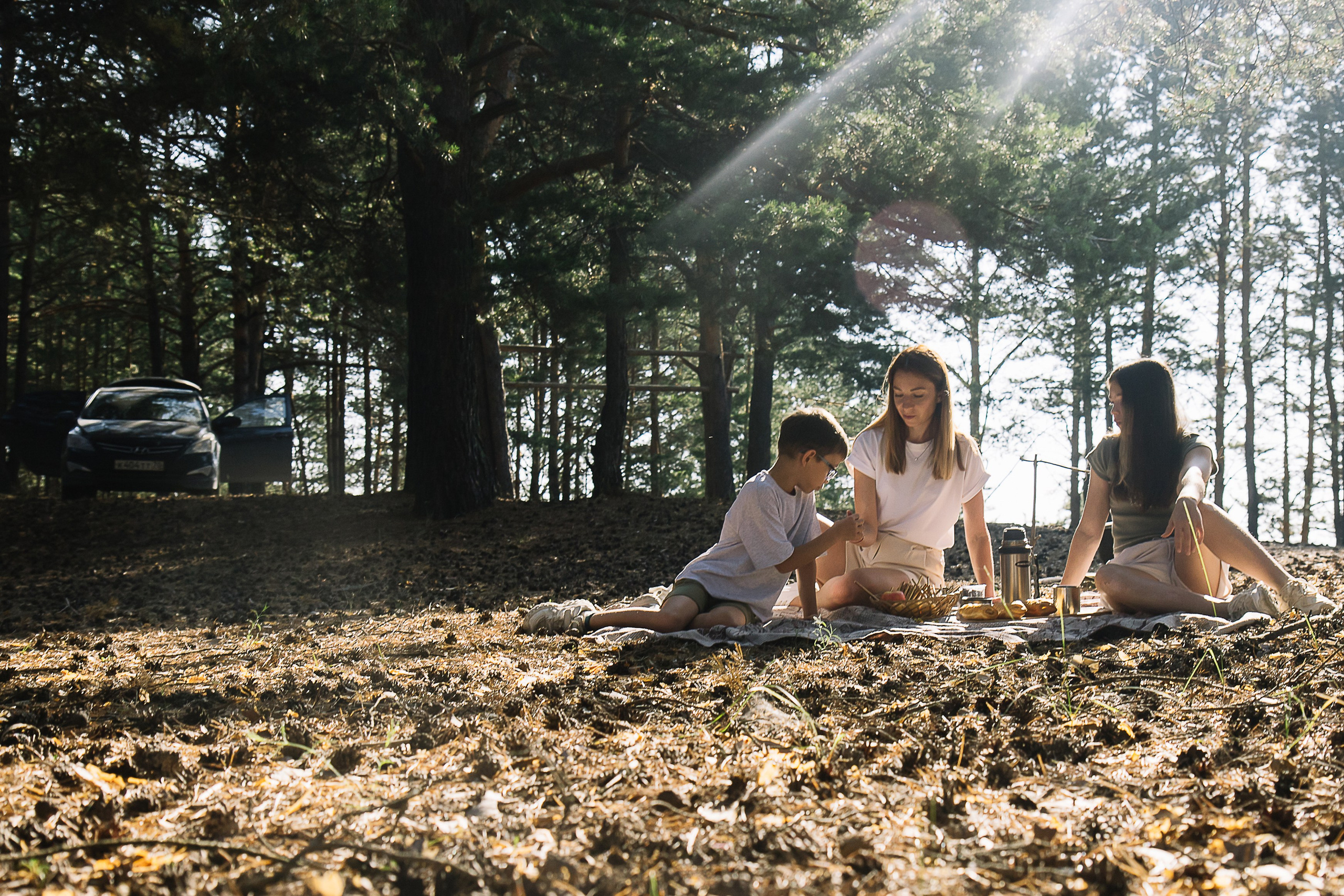 Семейное утро в сосновом лесу. Семейный фотограф в Томске Максимова Екатерина