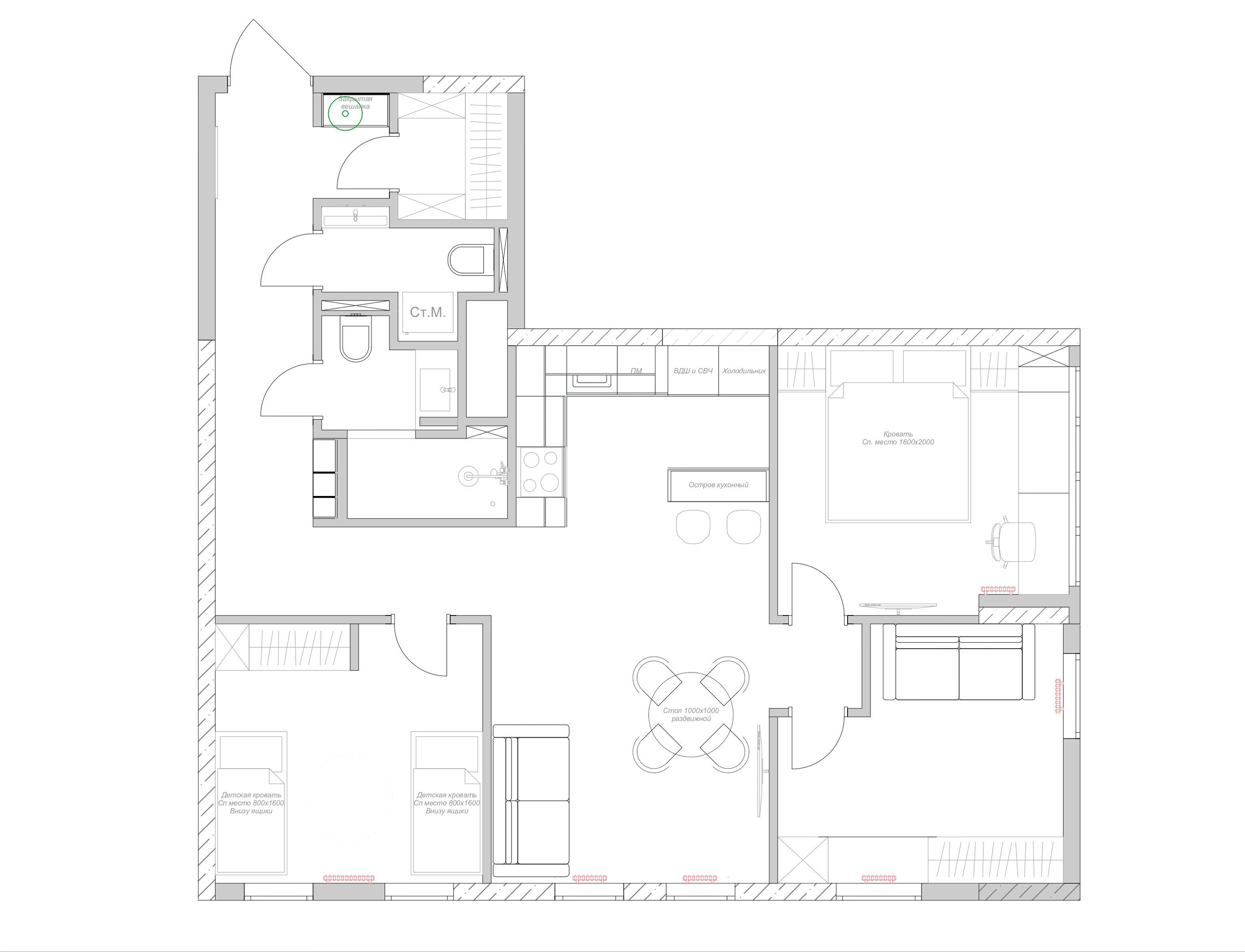 Визуализация квартиры ЖК Дзен-кварталы 70.2 m². Заказать 3d визуализацию интерьеров — Дарья Веденёва