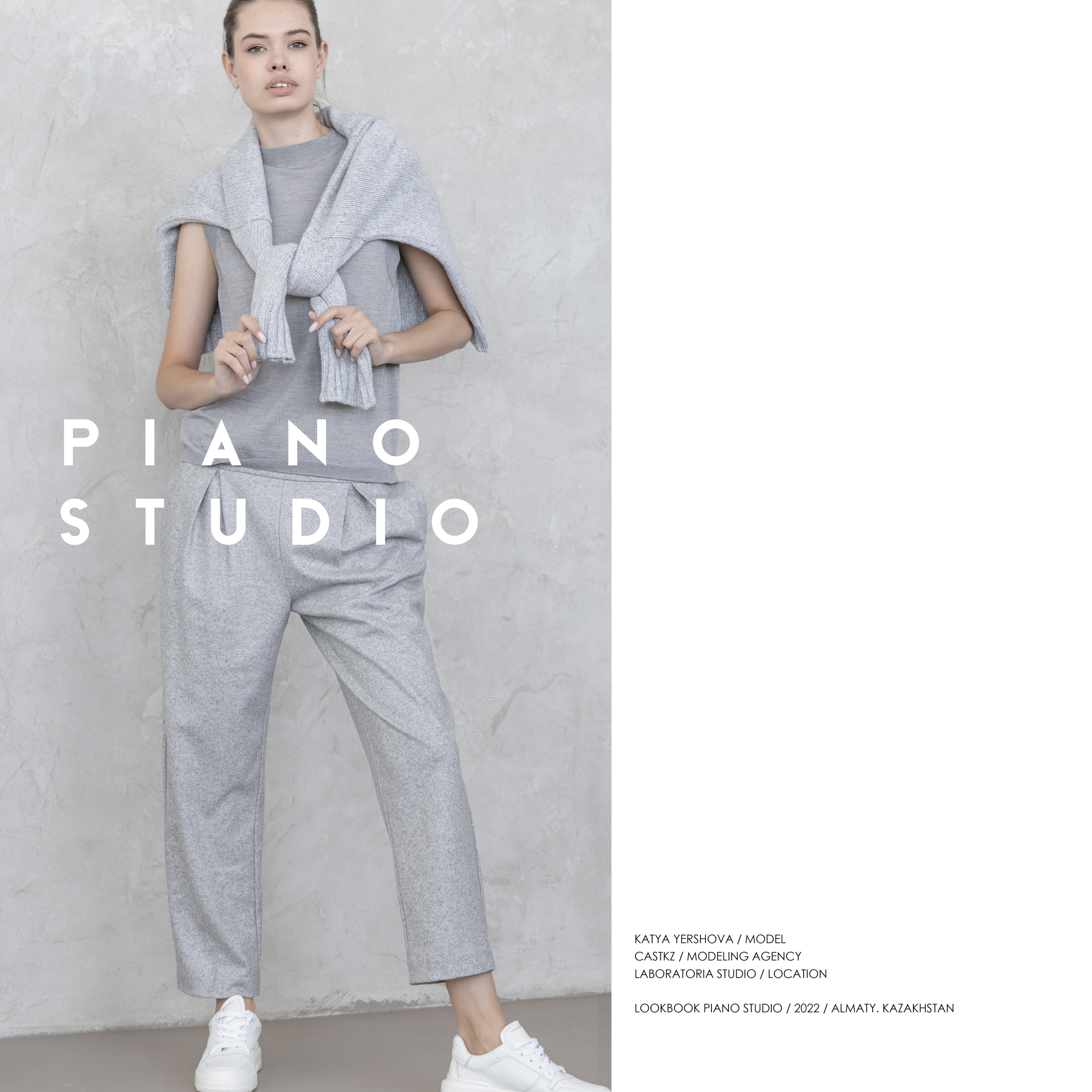 Профессиональная фотосъёмка одежды в студии — голубой комбинезон, чистый фон, стильный lookbook.