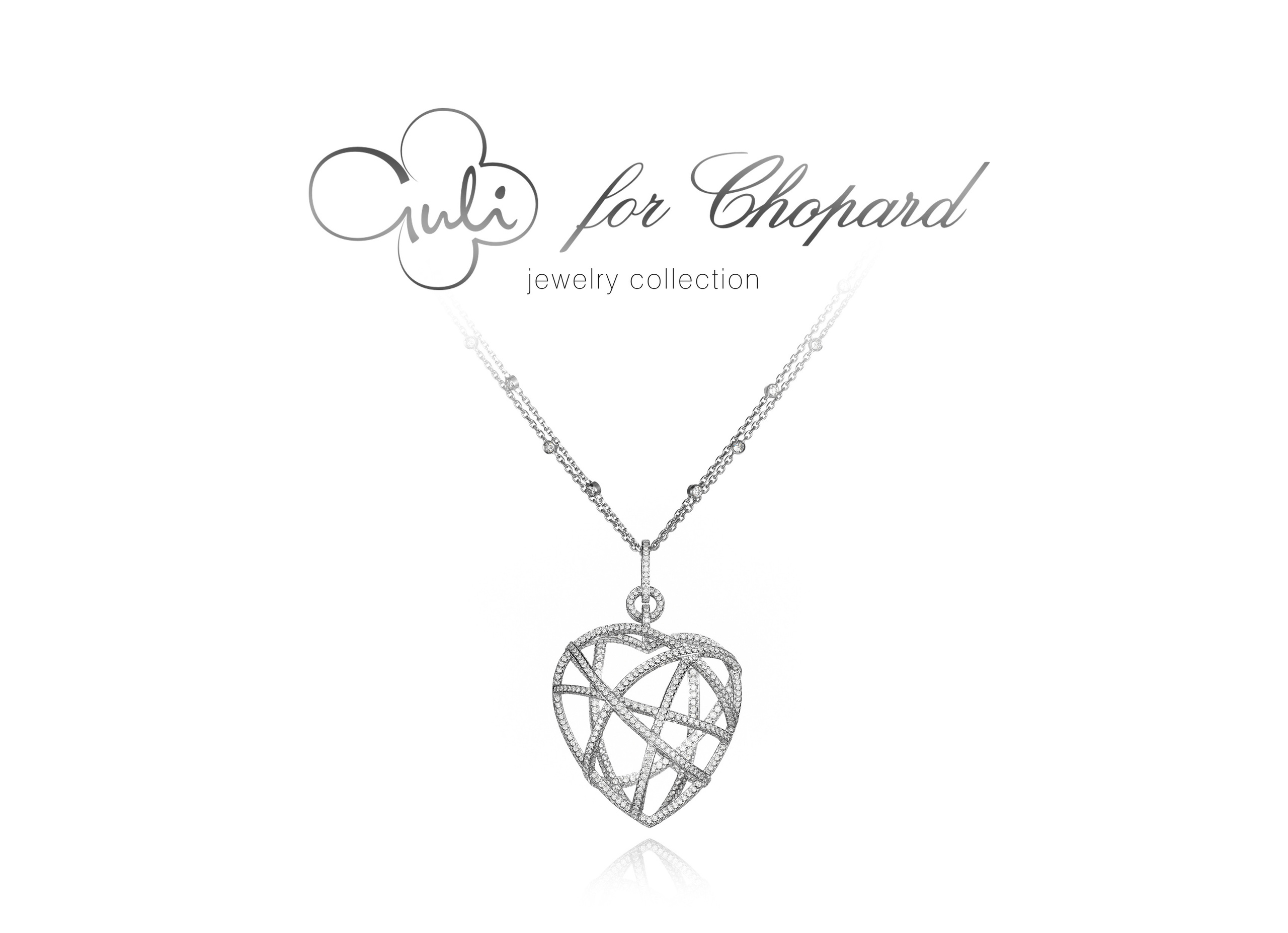 Рекламная фотосъёмка подвески с крупным сердцем, инкрустированным бриллиантами, для ювелирного каталога