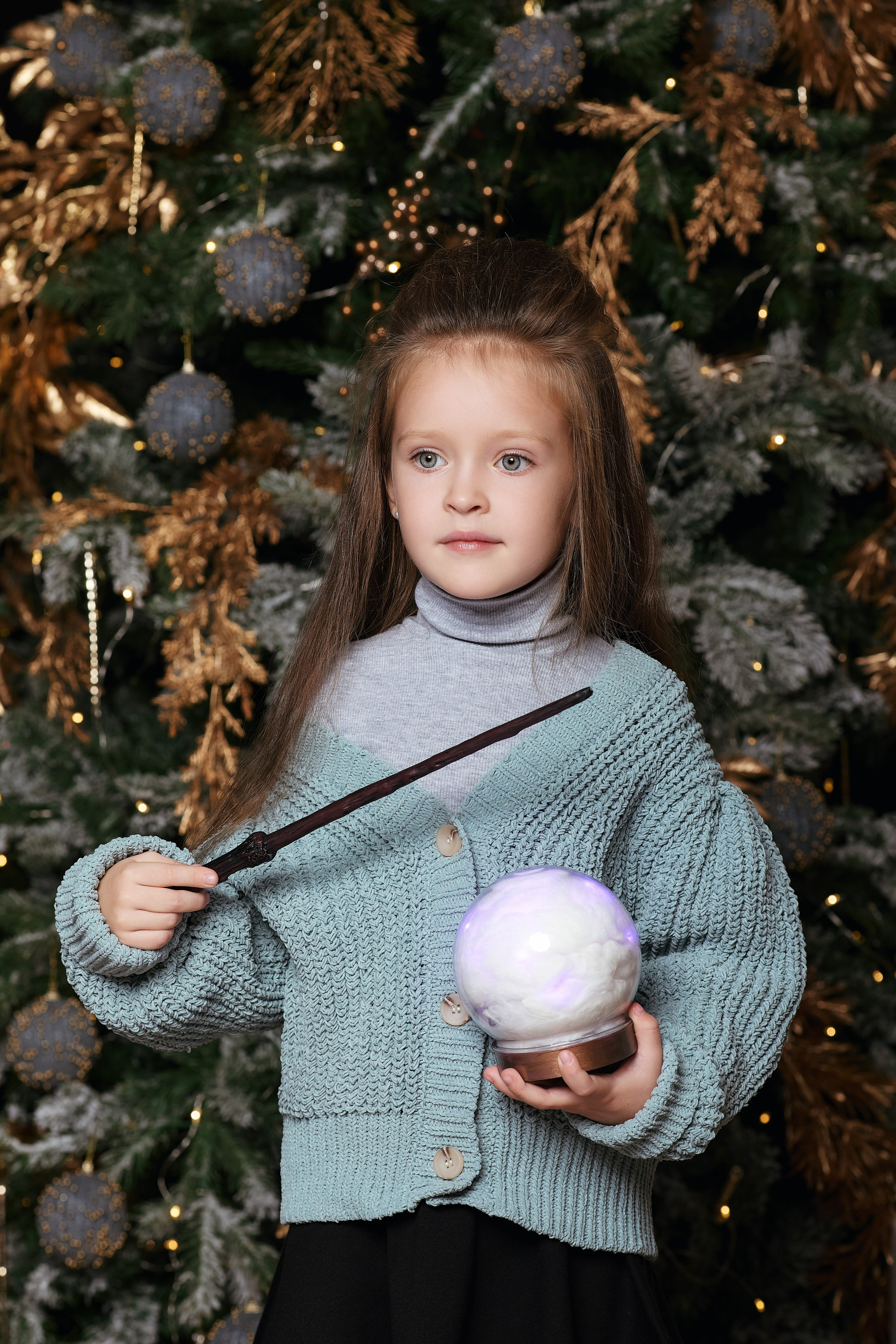 Детская новогодняя фотосессия в стиле школы чародейства и волшебства (Хогвартса) в городе Находке