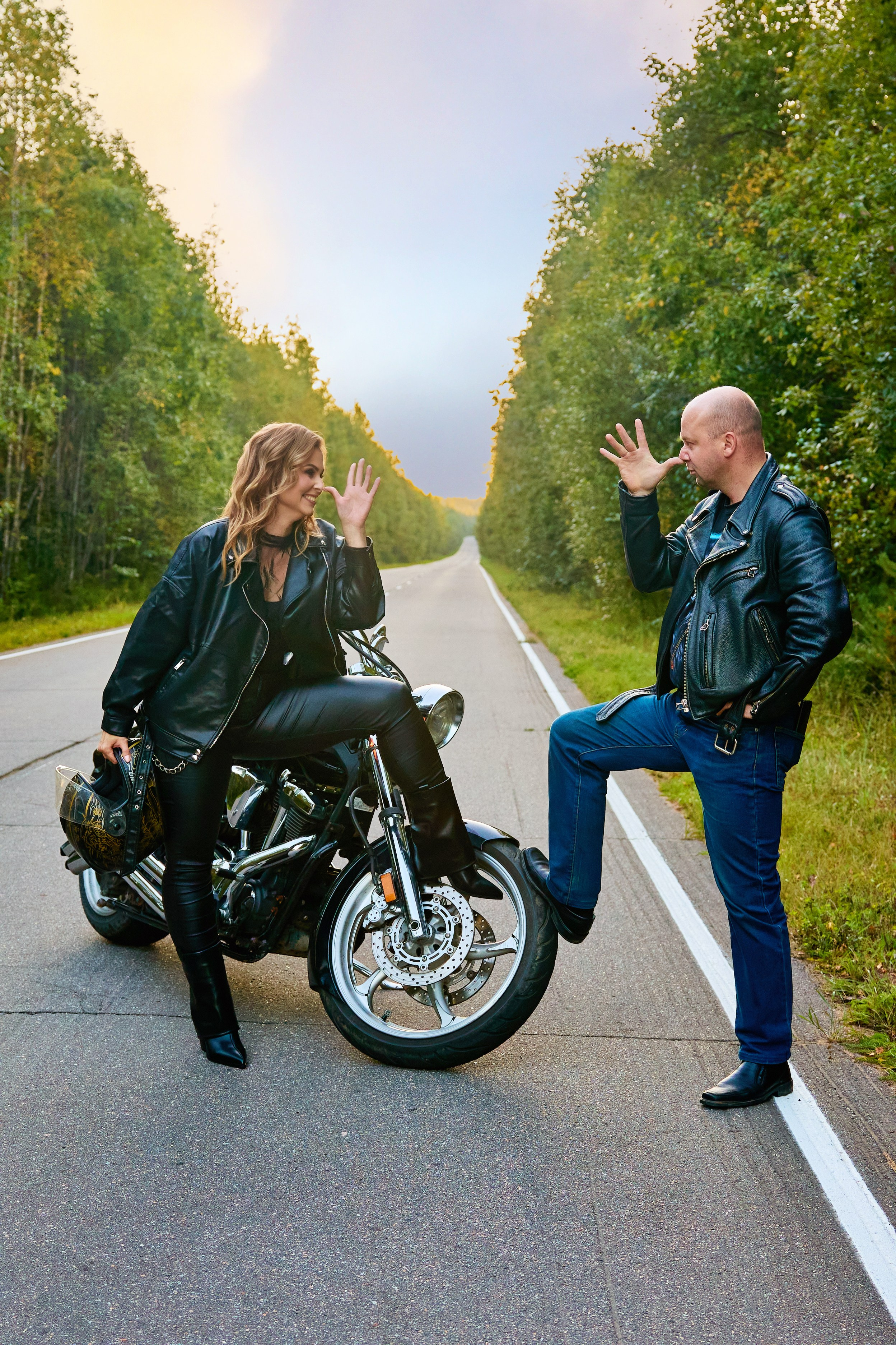 Съемка с мотоциклом. Татьяна и Владимир. Фотограф Люся Воробьева