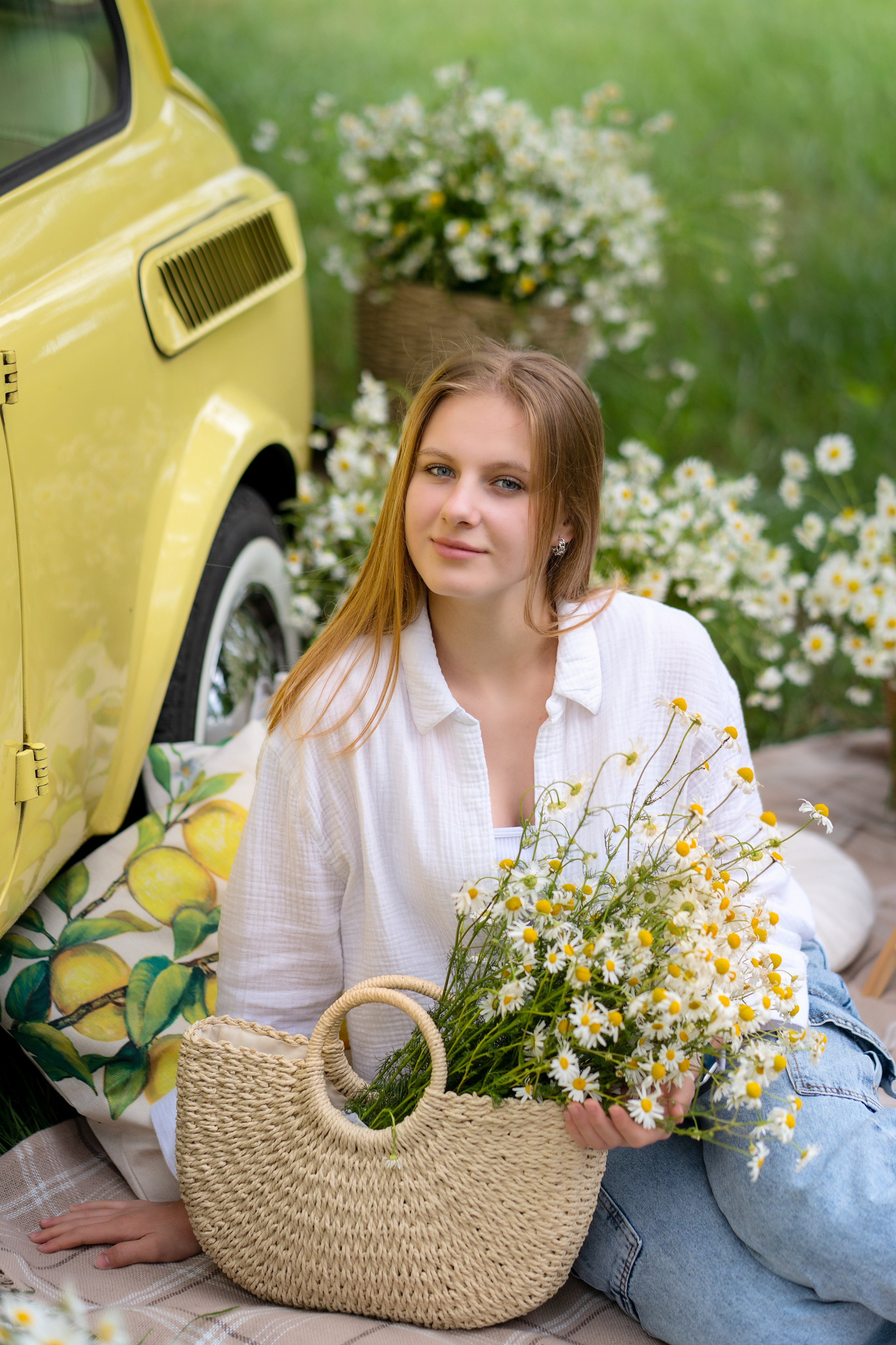 Фотодень Машина с ромашками. Семейный и свадебный фотограф Минск, Беларусь Анна Орловская