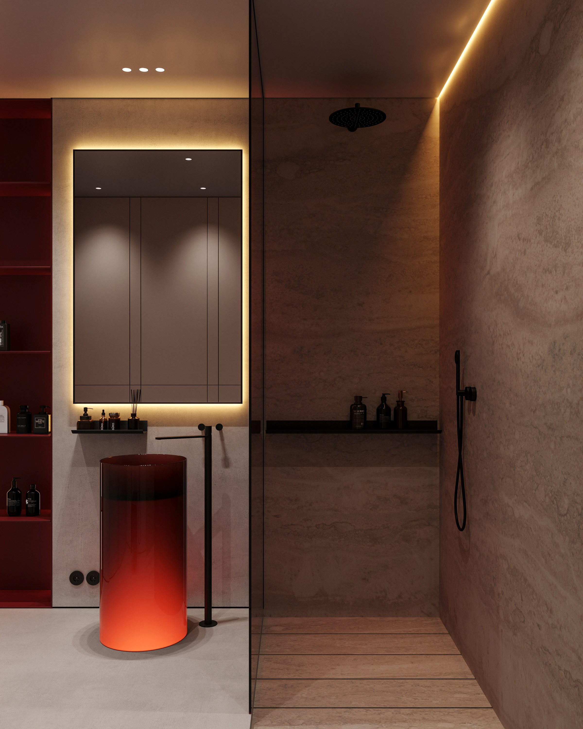 DRAMATIC RED | DESIGNER ANNE KIREEVA. Interior Visualization by Valerie Stetyukevich