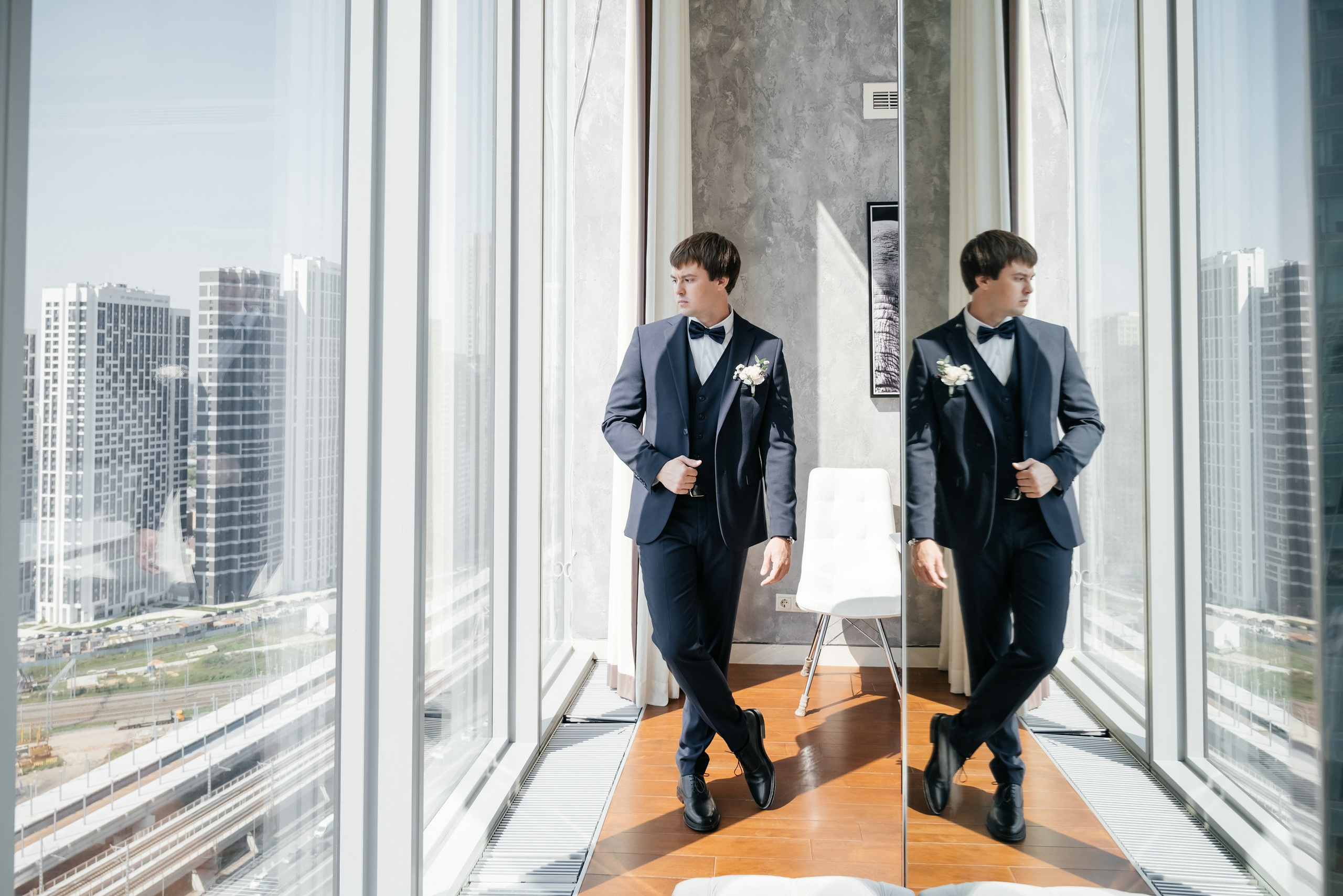 Свадебная фотосессия утра невесты в апартаментах Москва-Сити. Свадебный и семейный фотограф в Москве Светлана Зоткина