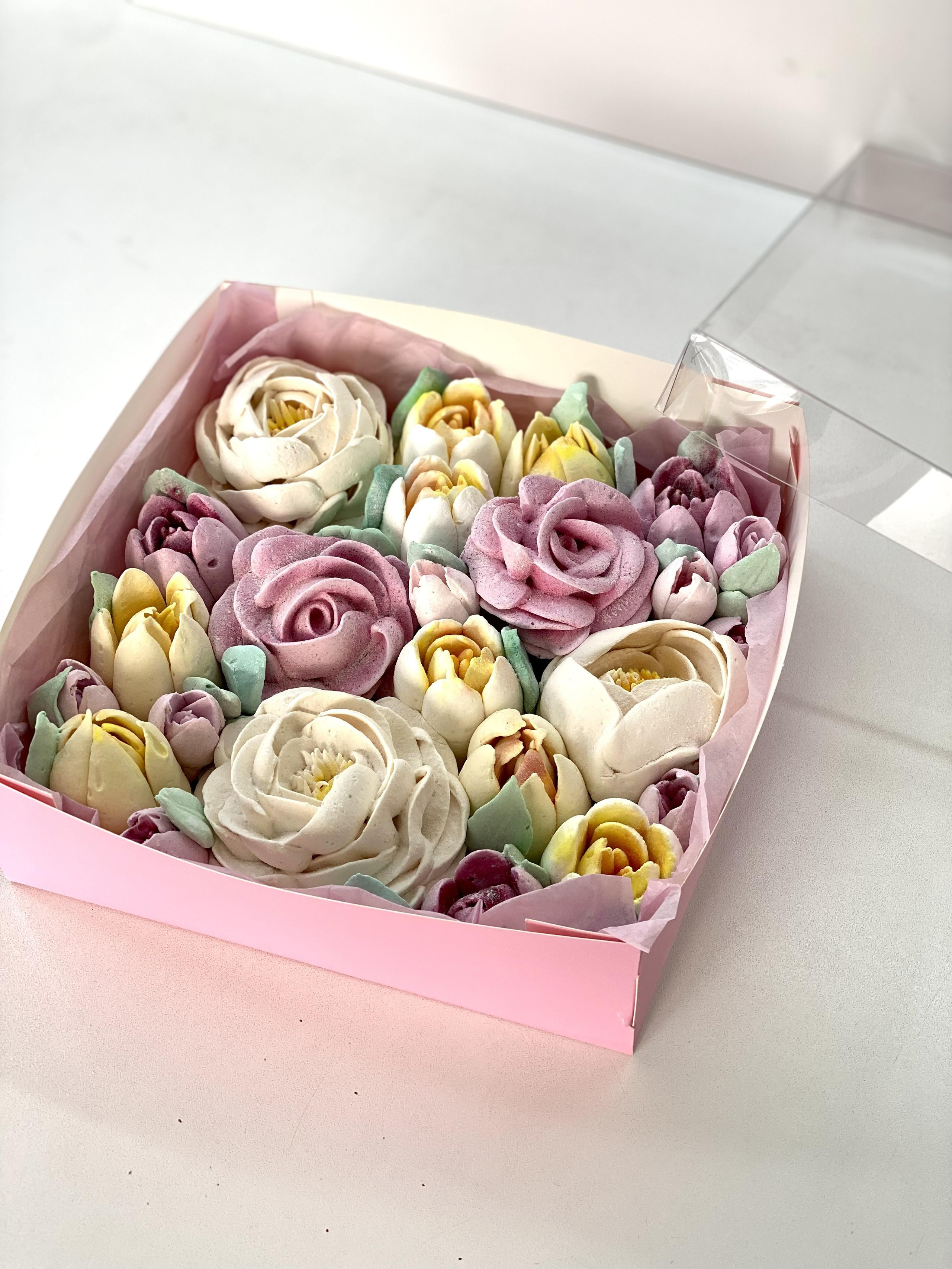 Цветы из зефира, 20 на 20 см. Katyasugarsugar капкейки, зефир, торты Москва