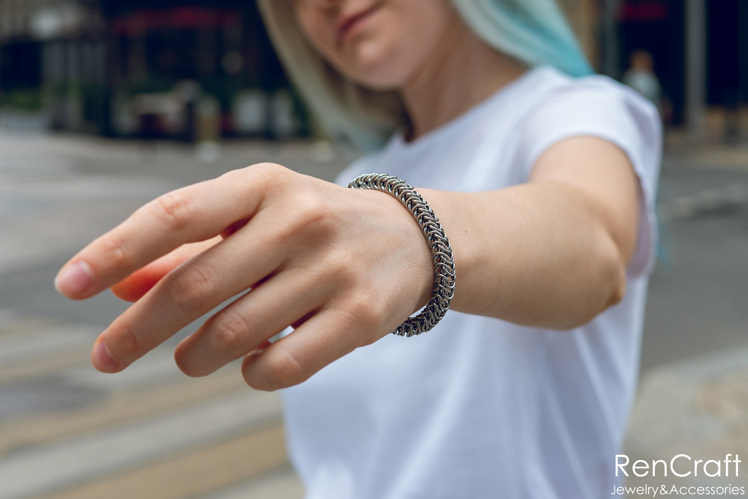 Браслет «Box» кольчужный. RenCraft. Украшения в технике кольчужного плетения