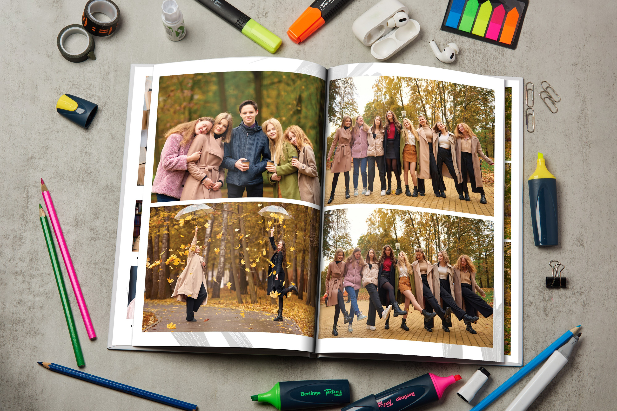 Альбомы постраничные с общим набором фотографий. Школьный фотограф в Туле Владимир Греков. Выпускные альбомы