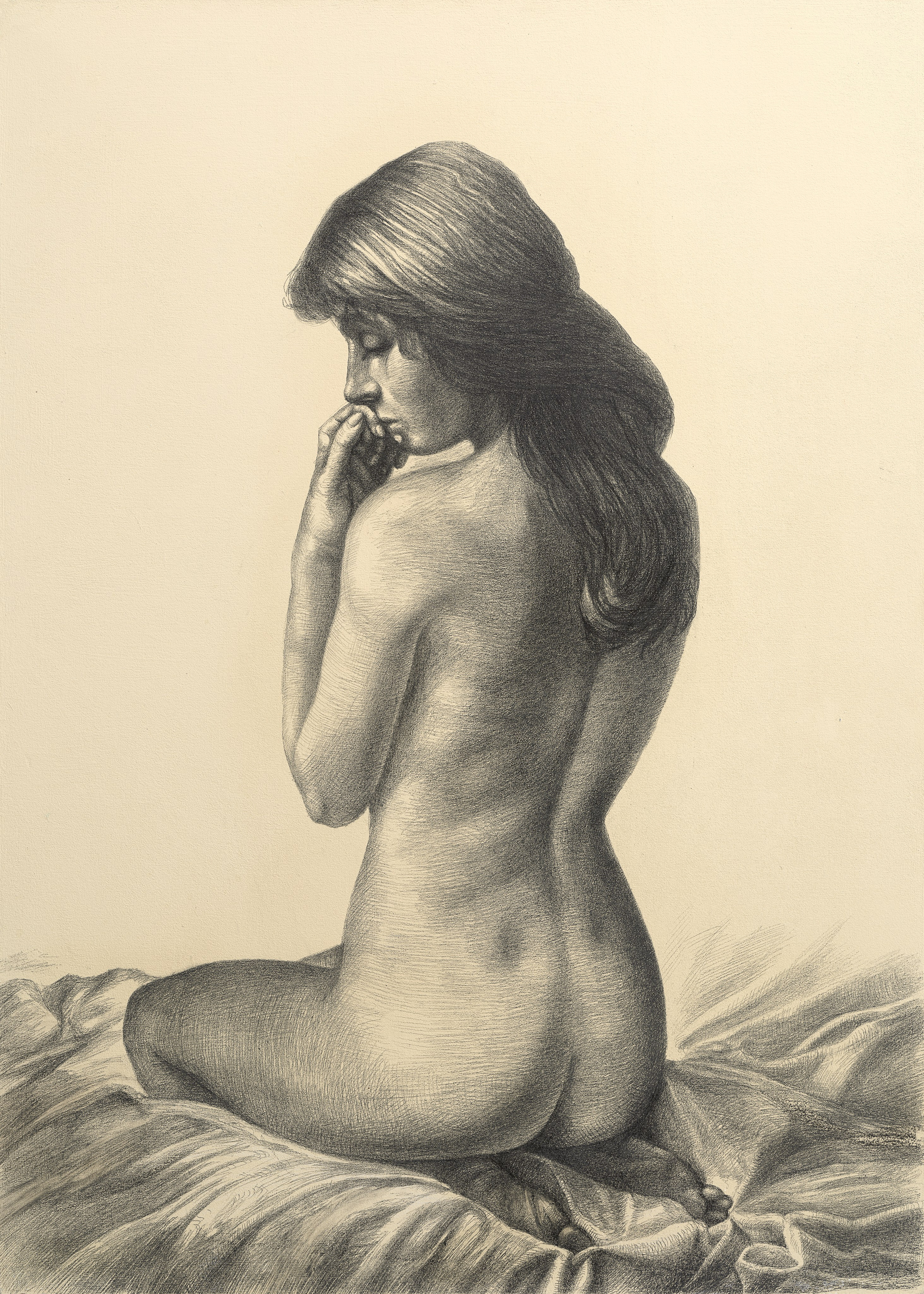 «Модель» - художник Ольга Трапицына (левкас, акрил, карандаш, 70x50см, 2024)