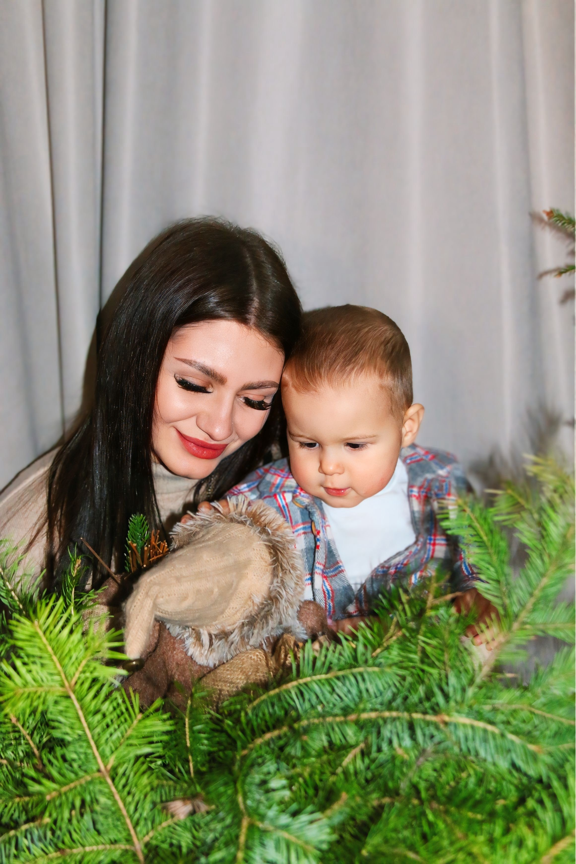 Новогодняя фотосессия мамы с сыном