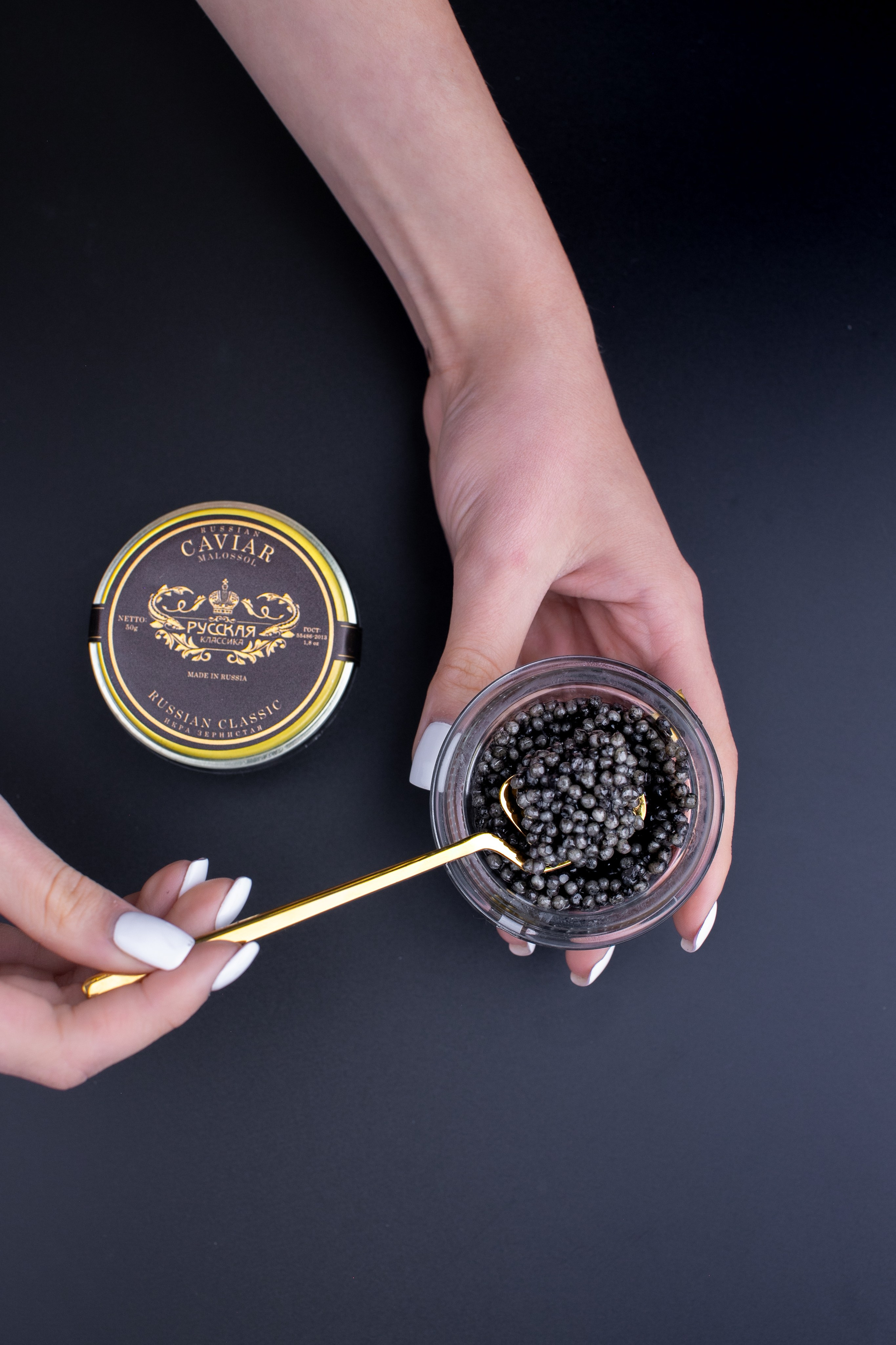 Черная икра «Русская Классика». Фуд фотограф. Съемка еды в Москве