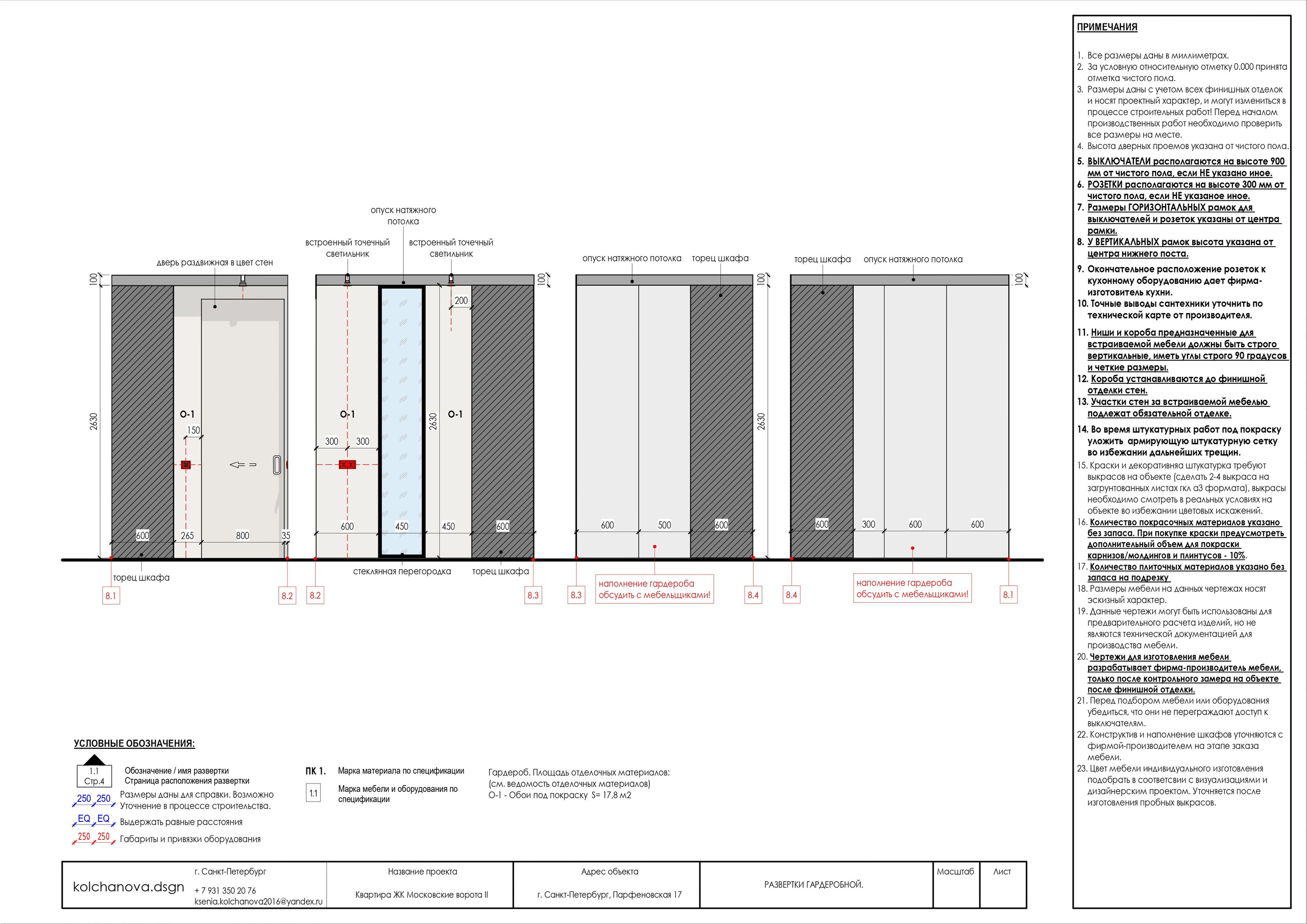 Пример рабочей документации. Дизайнер интерьера | kolchanova.dsgn