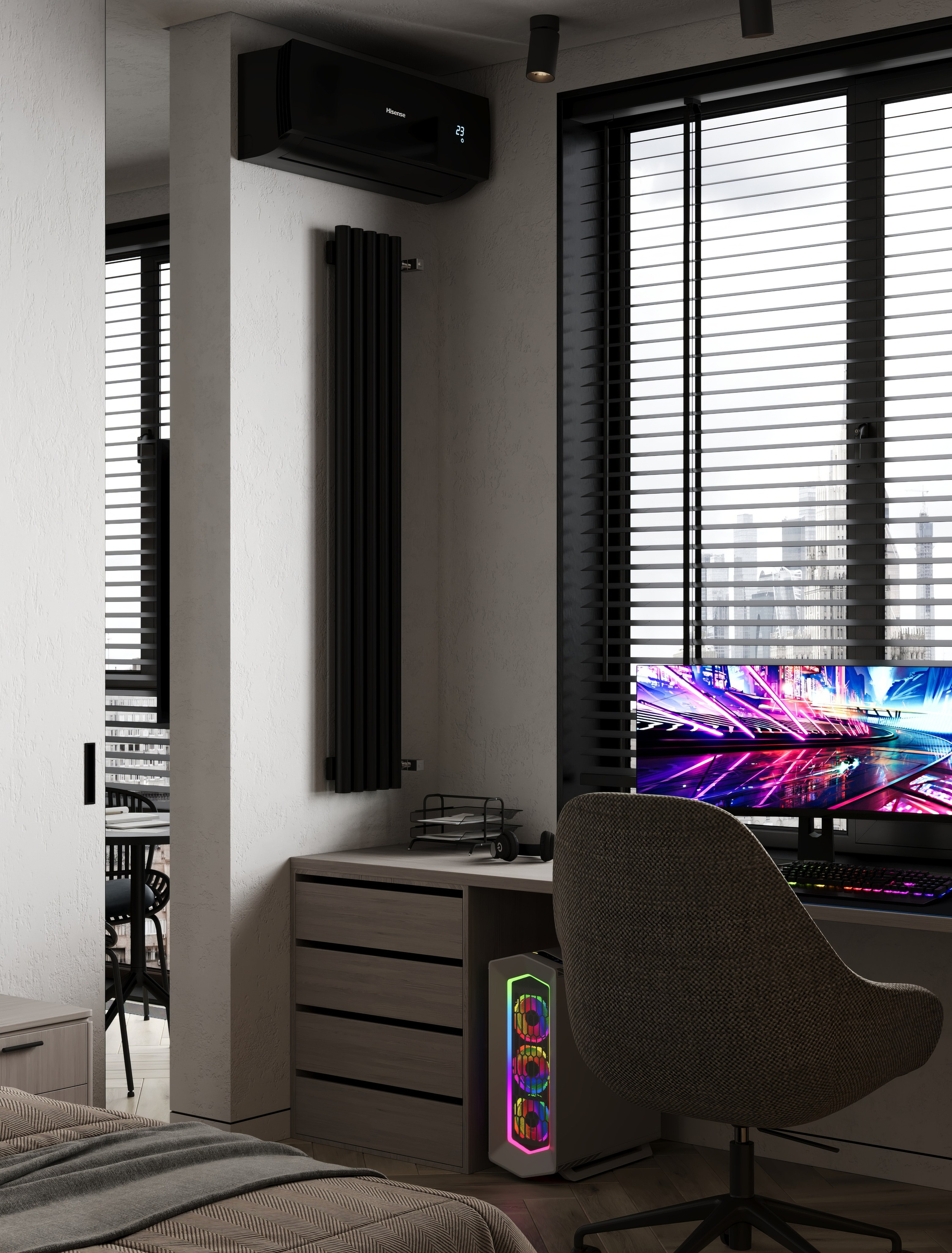 Визуализация квартиры для молодого человека UNO. Головинские пруды. Москва 40 m². Заказать 3d визуализацию интерьеров — Дарья Веденёва