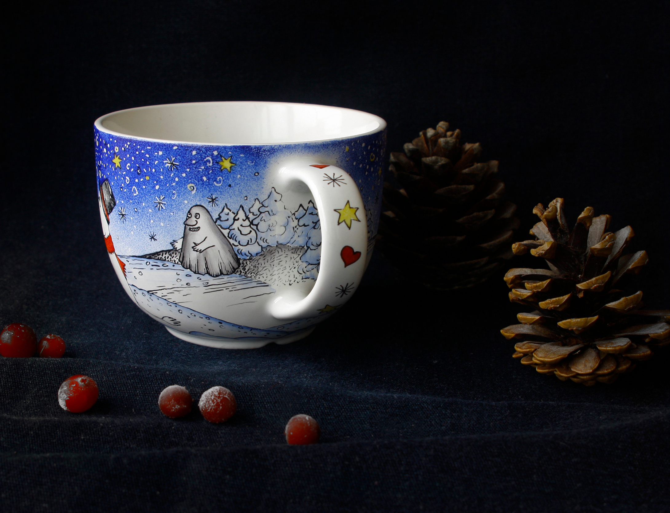 Мумики на кружке. Индивидуальные заказы по росписи фарфора. Надглазурная роспись по фарфору в Санкт-Петербурге