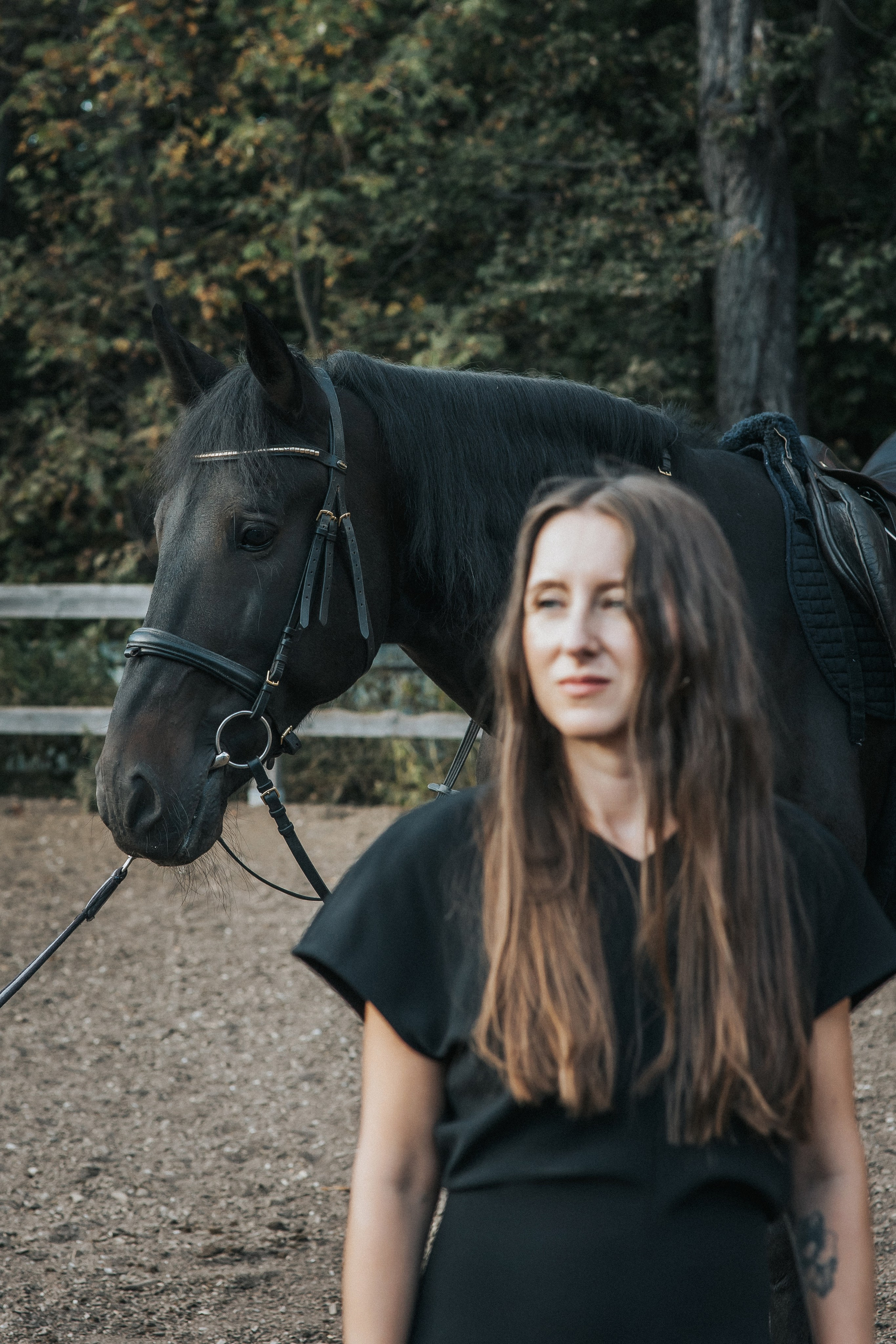 Большая семья и черный конь Султан. Семейный фотограф в Москве Наталья Чуб, заказать Фотокнигу
