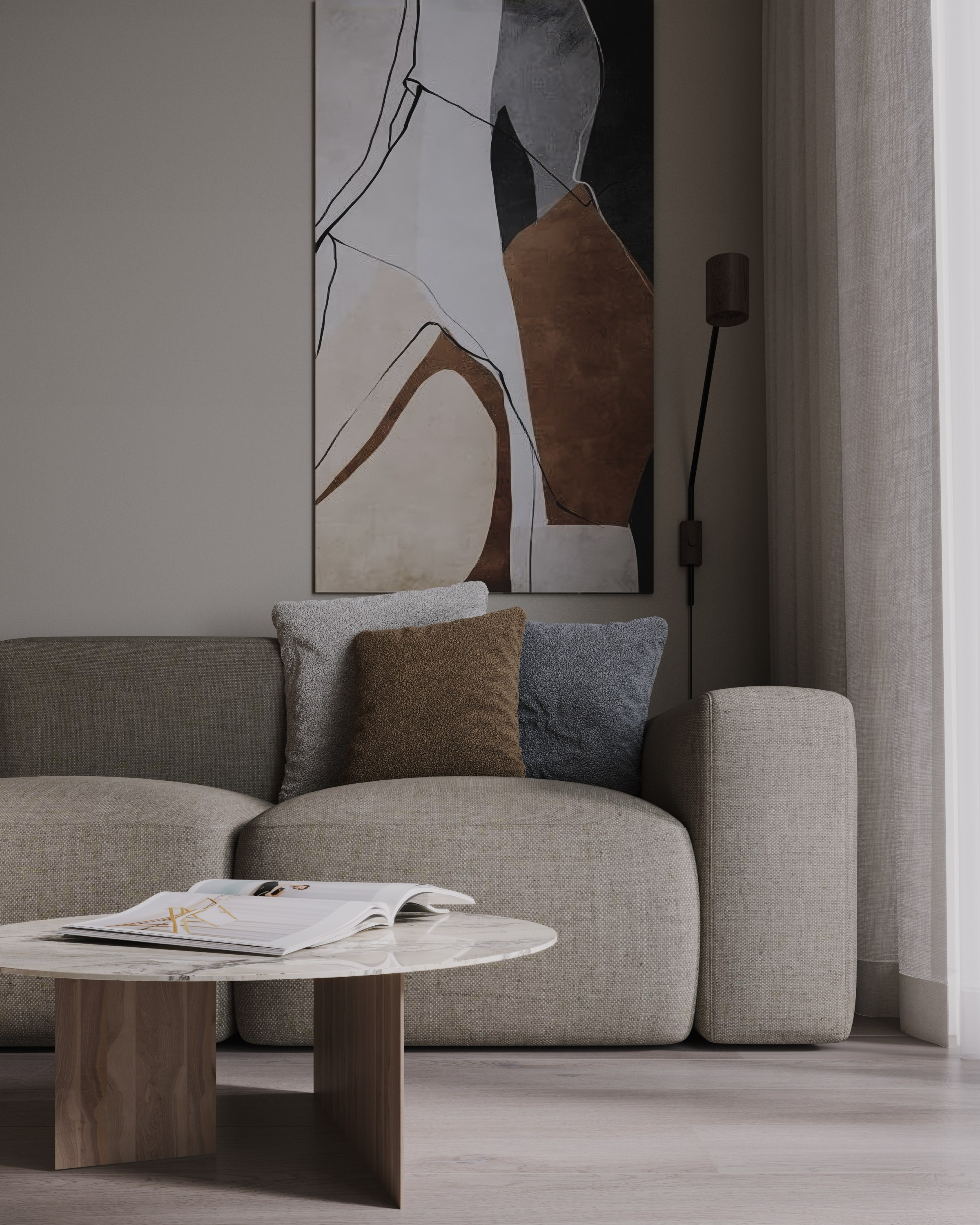 30 m² КУХНЯ-ГОСТИНАЯ. 3d визуализатор